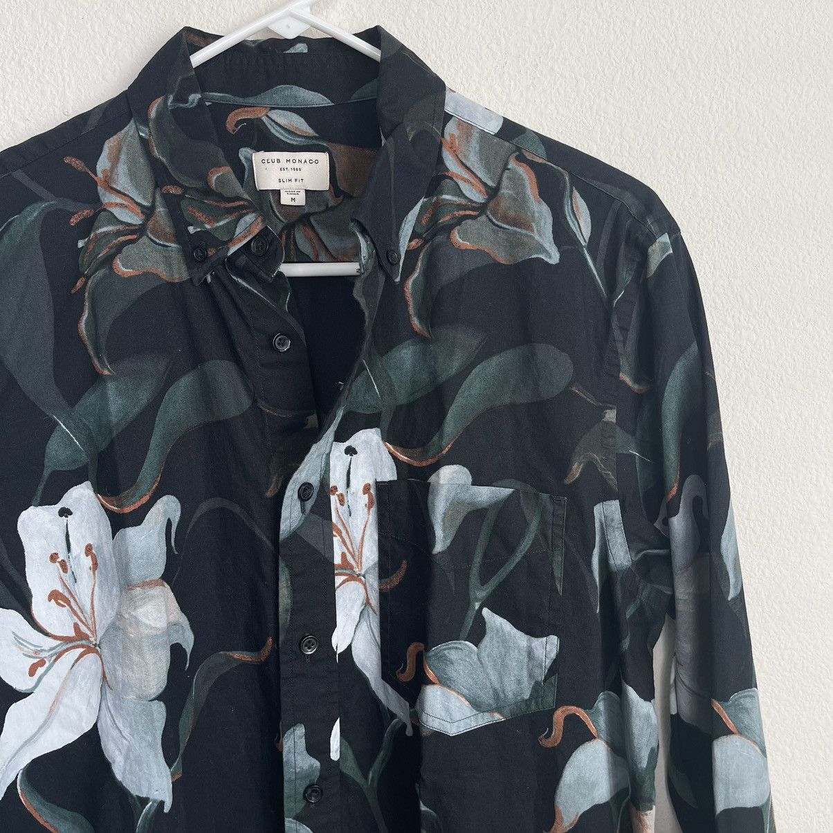 Club Monaco Slim Fit Floral Button Down Long Sleeve Shirt