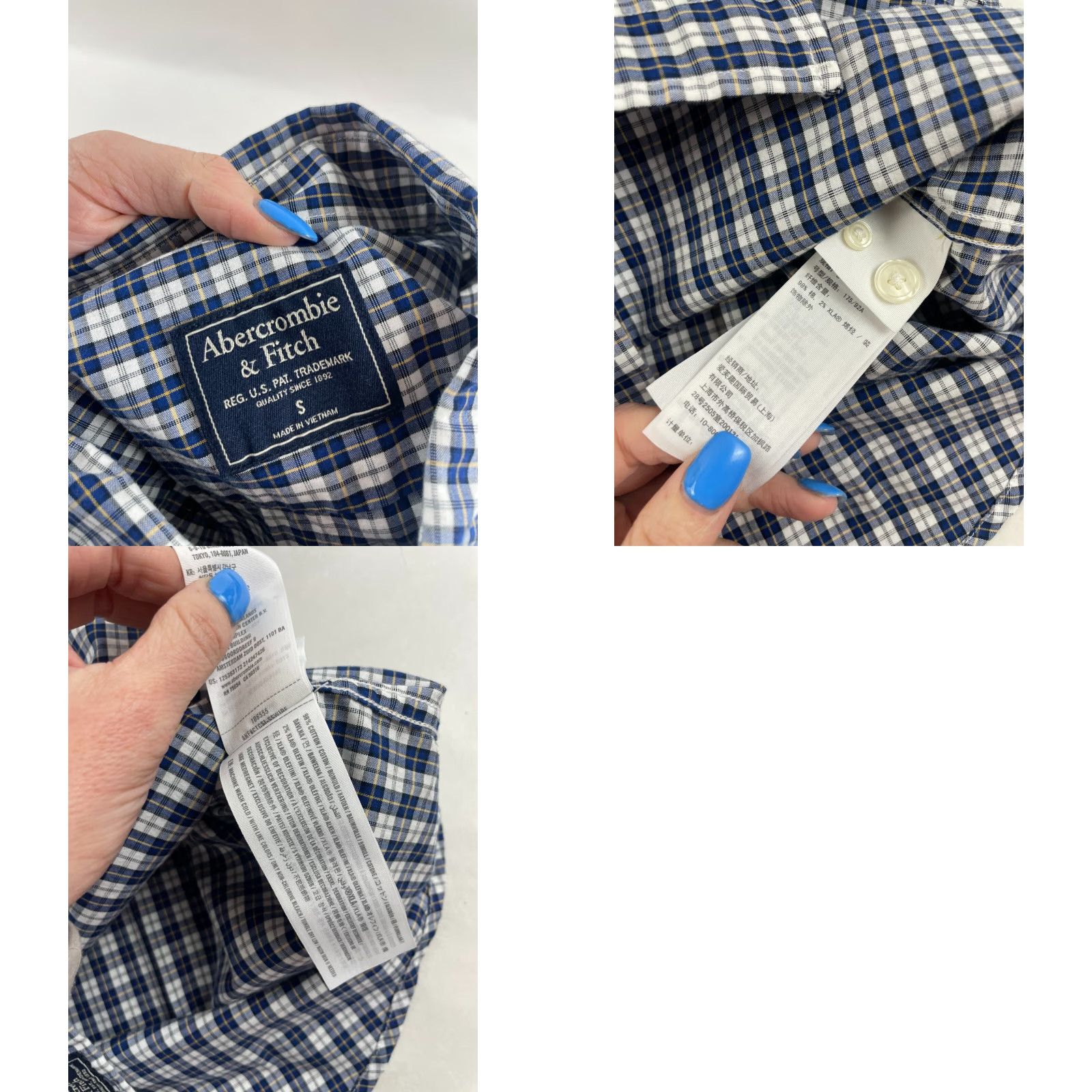Abercrombie & Fitch Abercrombie & Fitch Shirt Men M Blue White Yellow Plaid Button-Down Tailored Collar Modern Vintage: N/A Size US M / EU 48-50 / 2 - 8 Thumbnail