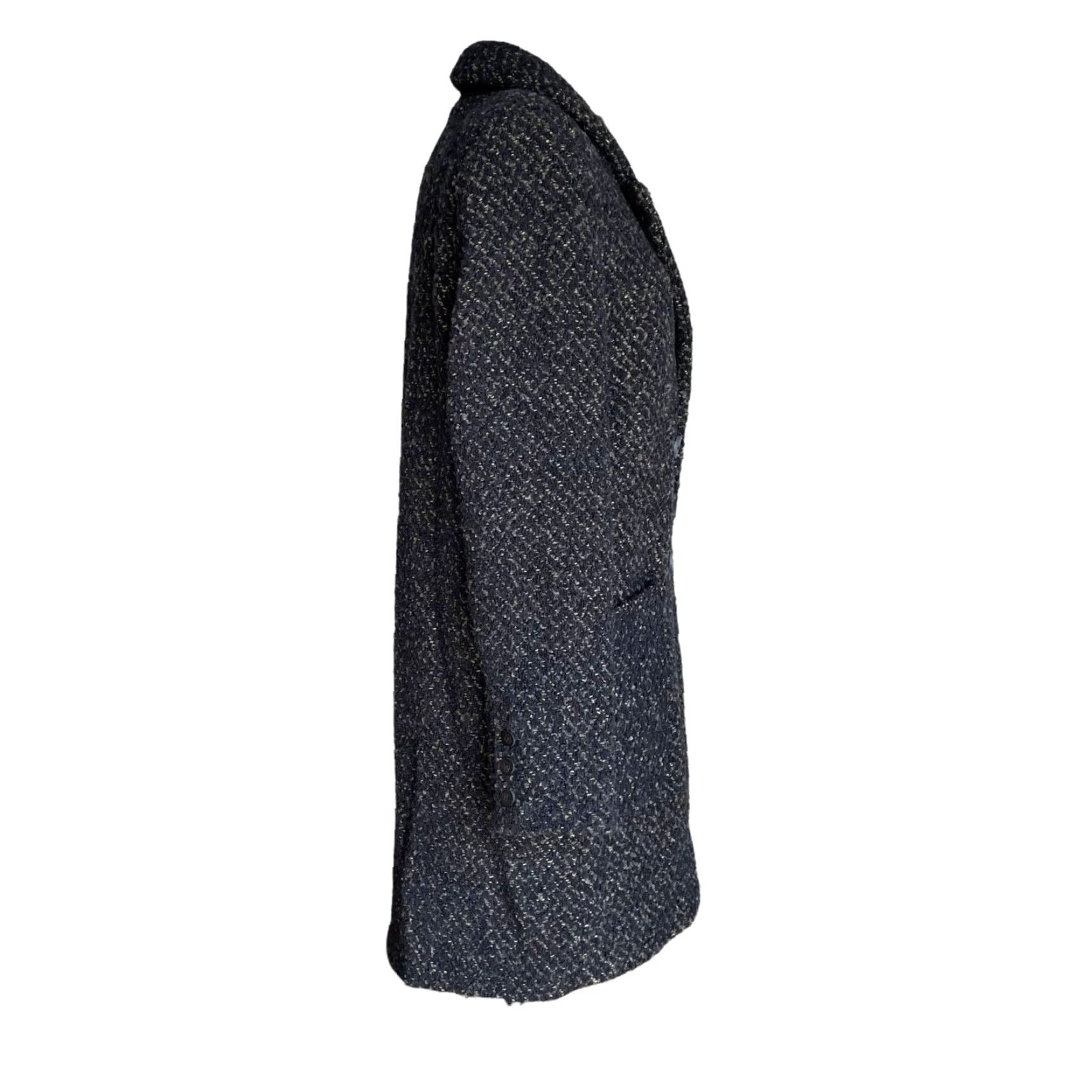 Zara Zara Coat Wool Boucle Tweed Faux Fur Lined Long M Blue Size M / US 6-8 / IT 42-44 - 4 Thumbnail