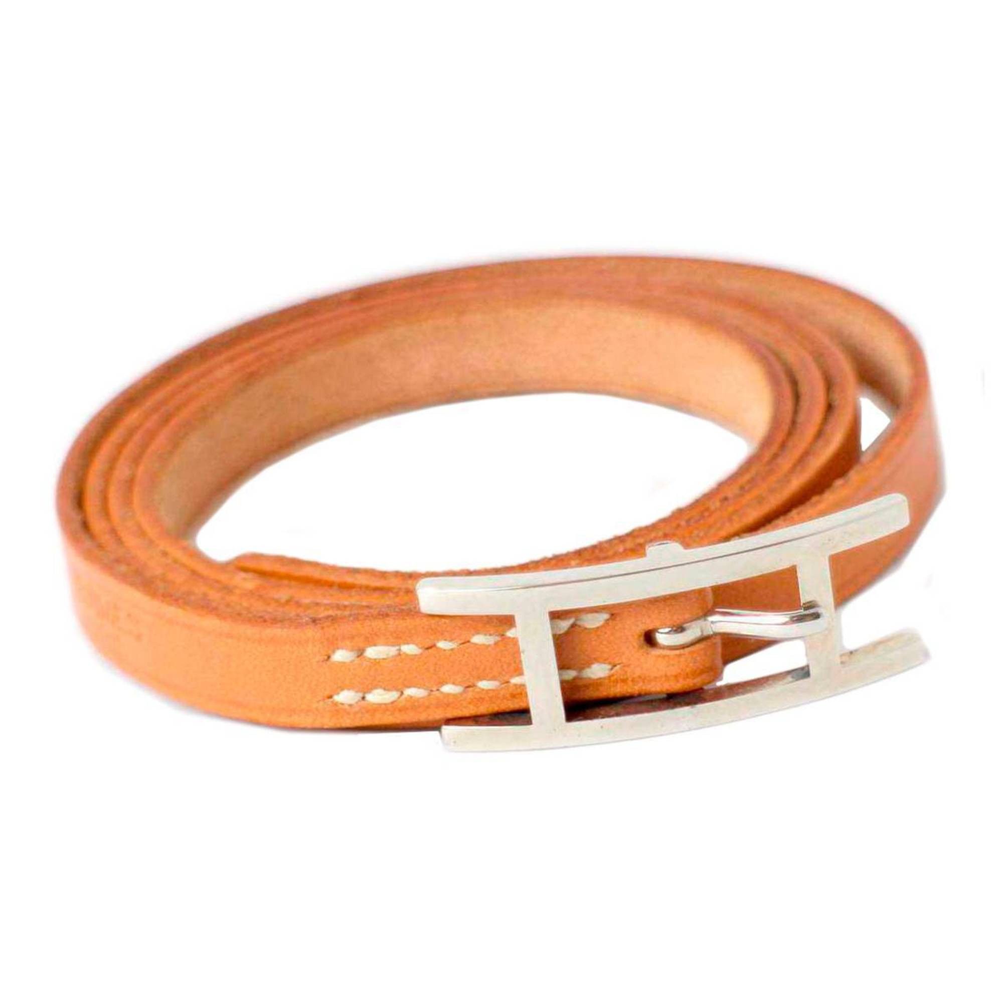 image of Hermes Api 3 Leather Long Breath Brown E in Black, Women's