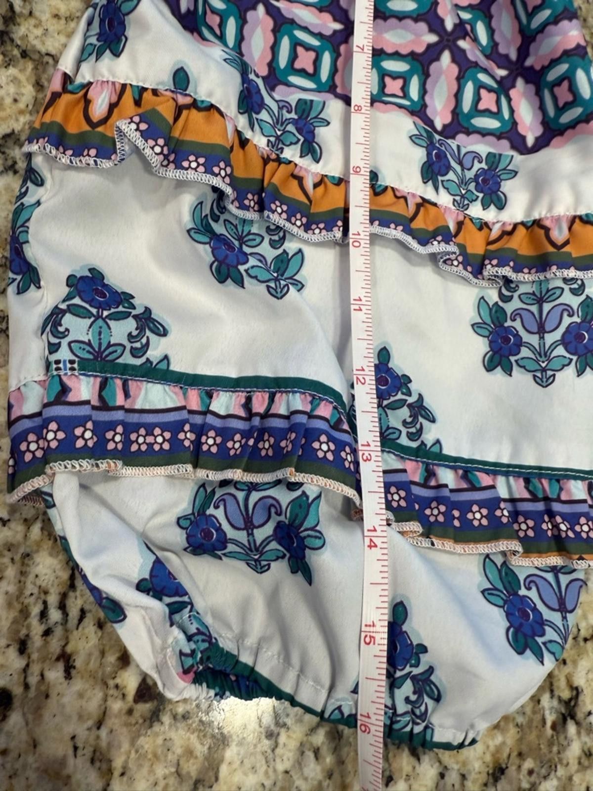 Other Rachel Zoe boho crop top blue multicolor puff sleeves SZ SM Size S / US 4 / IT 40 - 11 Thumbnail