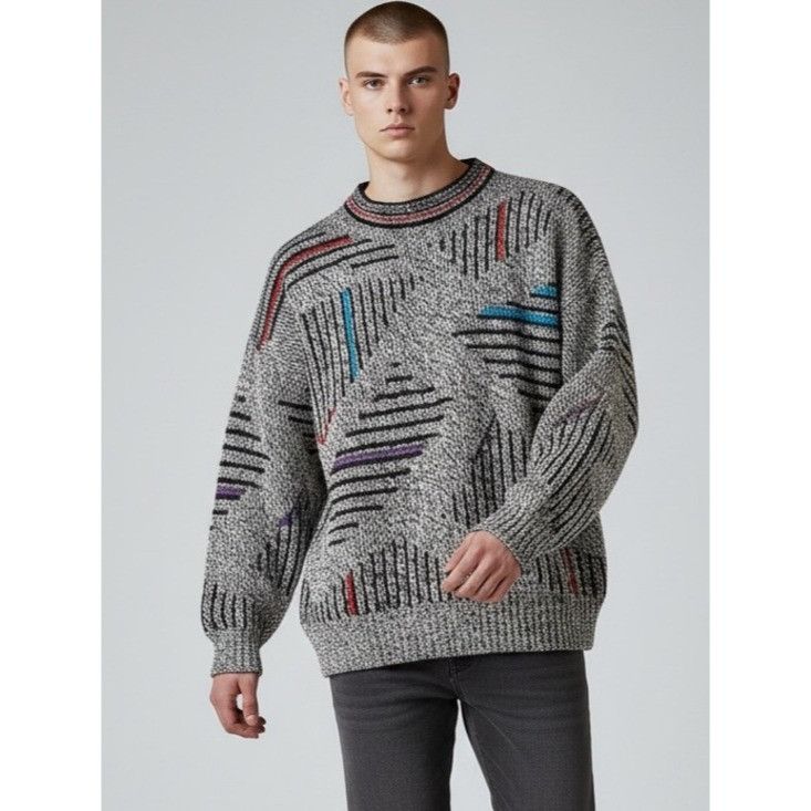 Vintage Vintage McGregor Men's Grey Patterned Knit Sweater Size US L / EU 52-54 / 3 - 1 Thumbnail