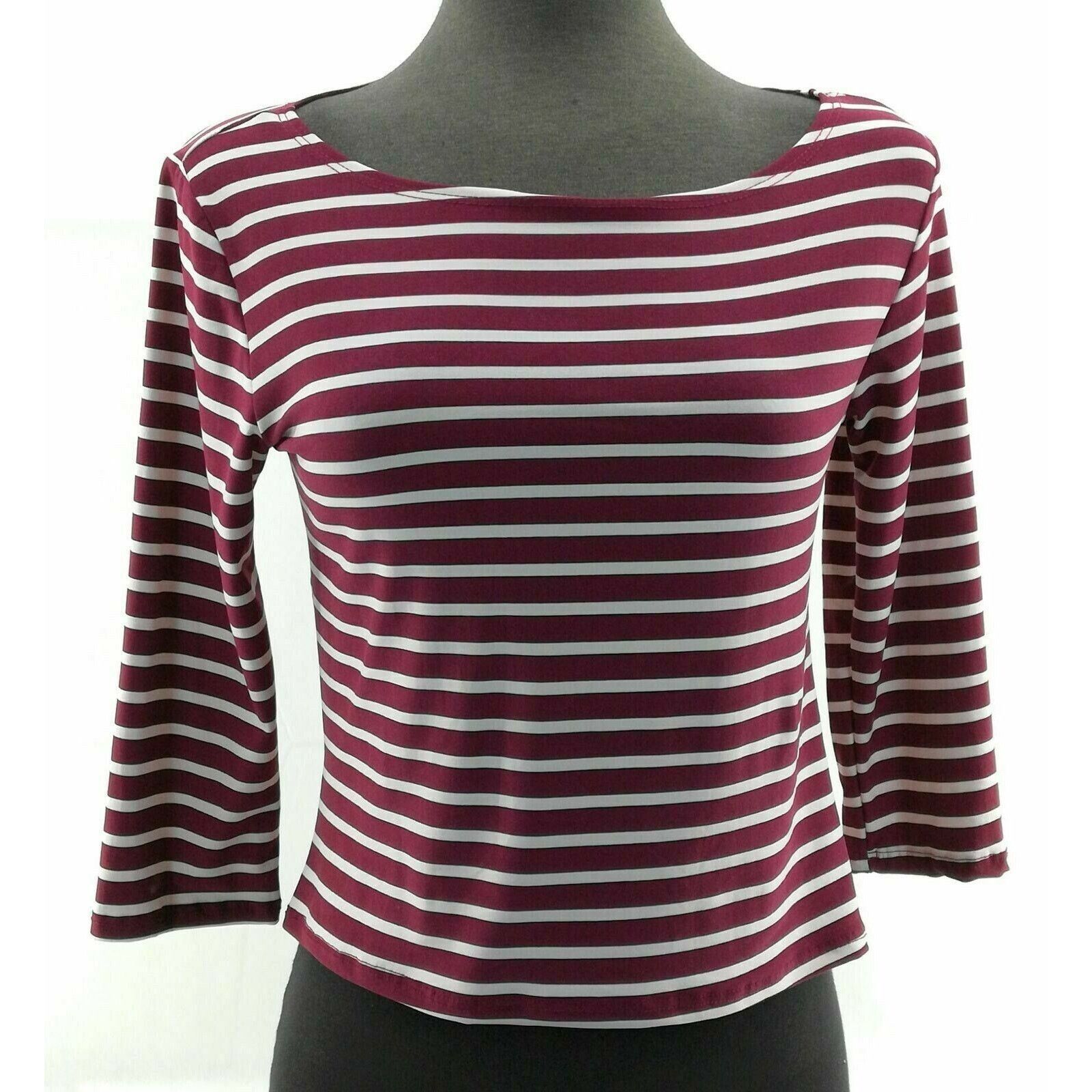 Other Try This Burgundy and White Striped Top - Size Large Size L / US 10 / IT 46 - 4 Thumbnail