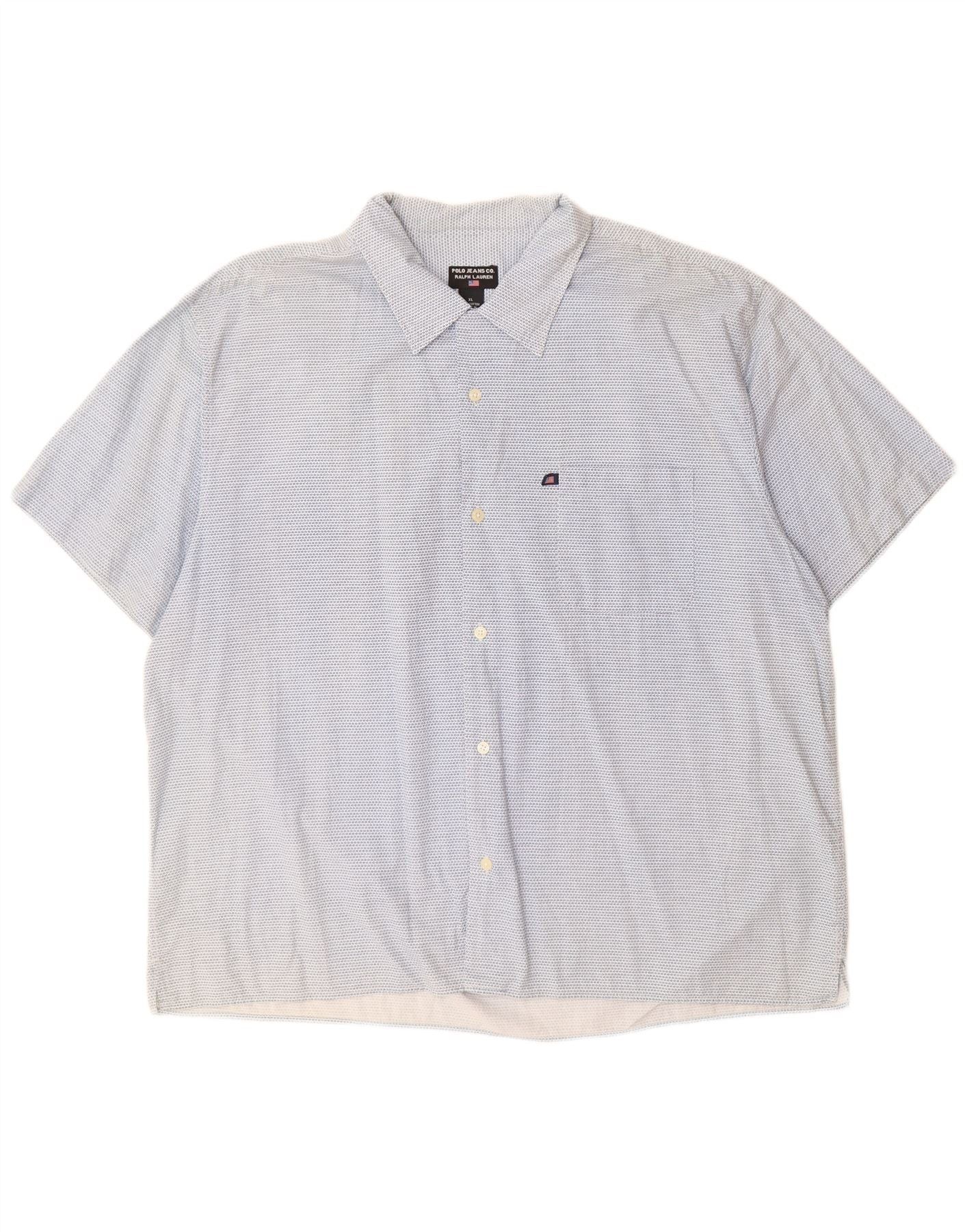 Ralph Lauren Mens Short Sleeve Shirt XL Blue Spotted Cotton Size US XL / EU 56 / 4 - 1 Thumbnail