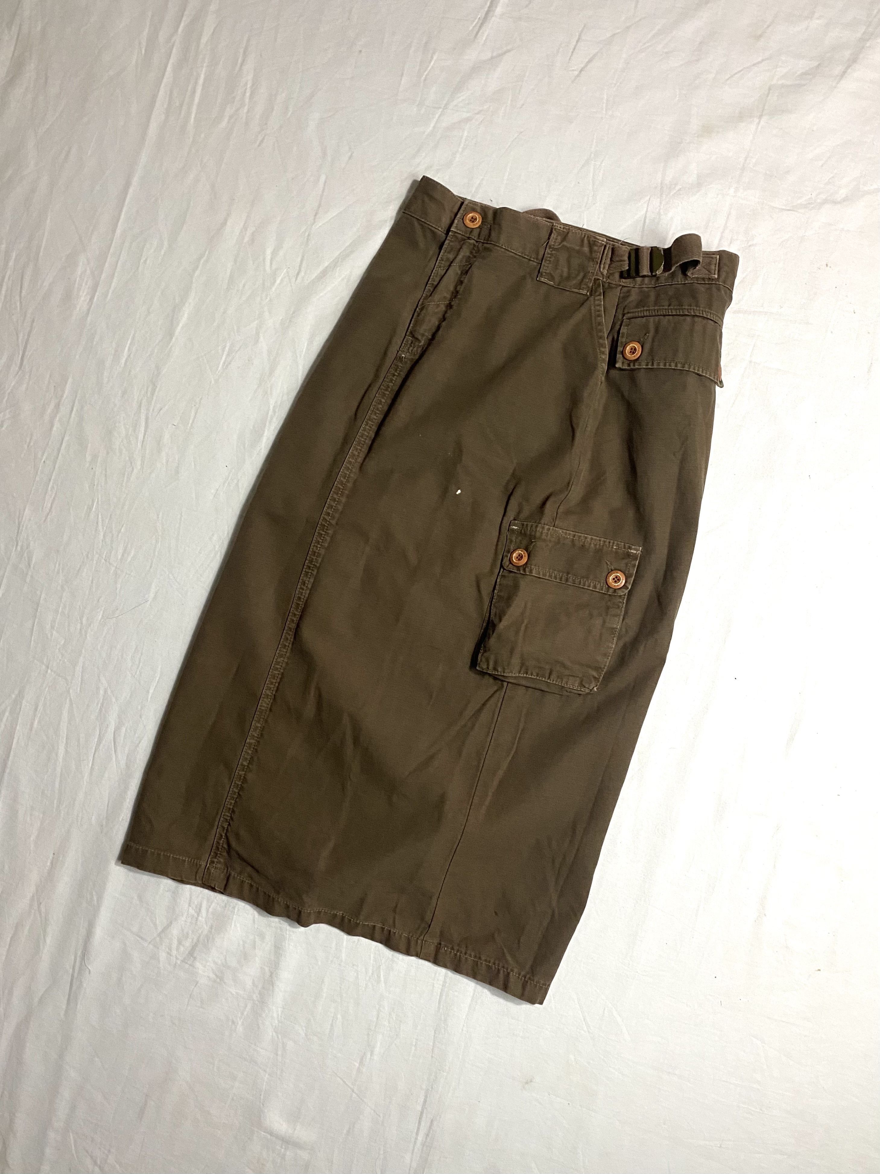 Japanese Brand There’s Brown Utility Cargo Skirt Multi-Pocket and Button Size 29" - 3 Thumbnail