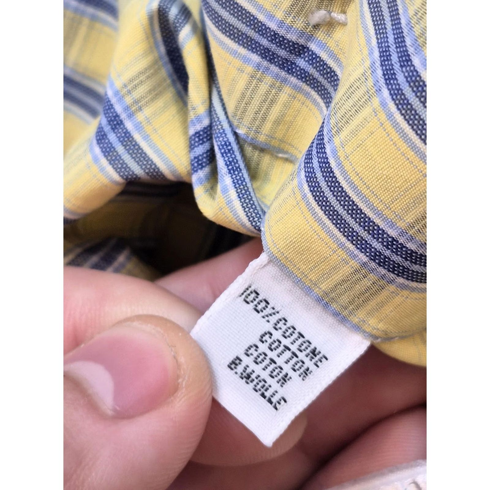 Kiton Kiton Dress Shirt Mens L Yellow Check Long Sleeve Classic 100% Cotton Made Italy Size 42R - 5 Thumbnail