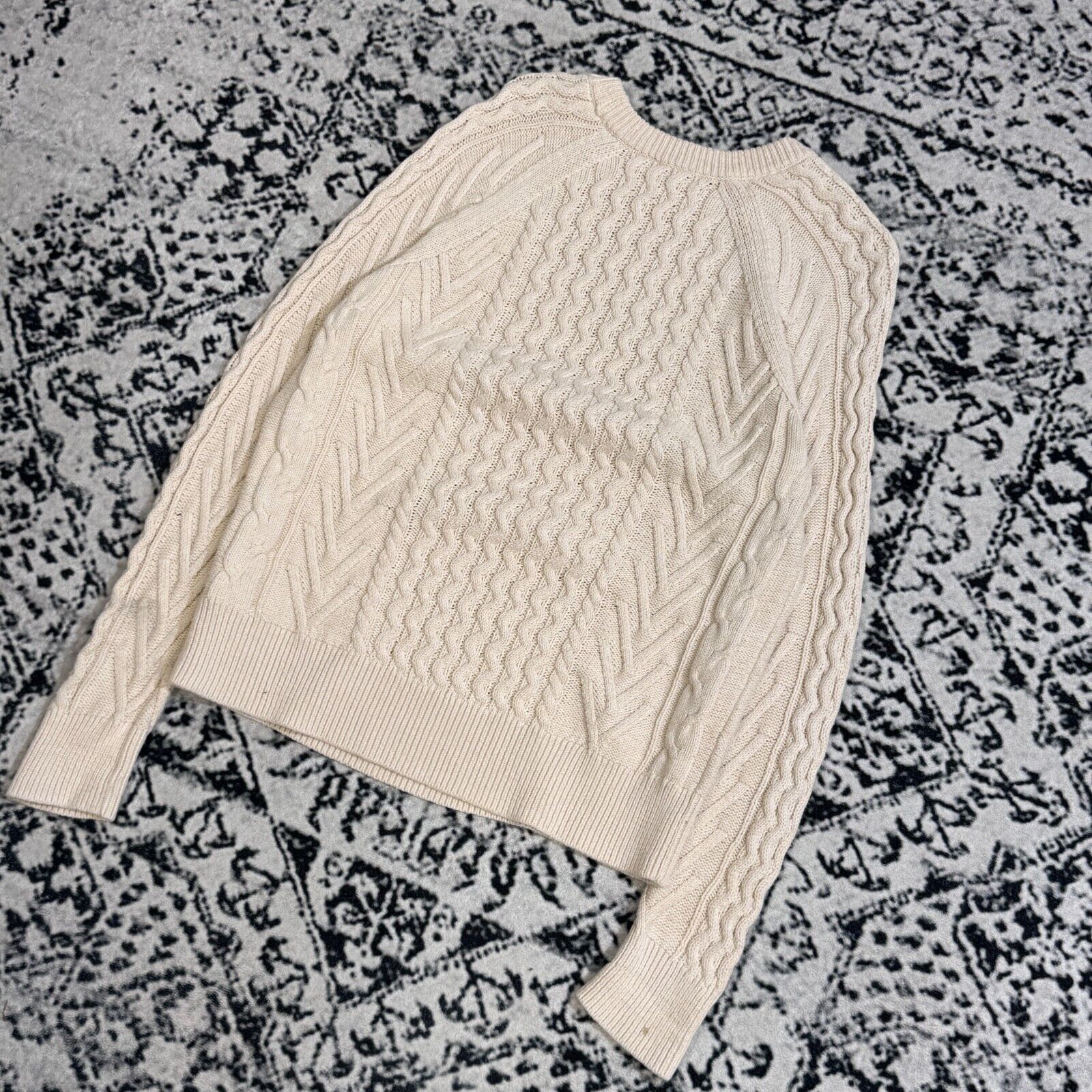 Vintage Vintage Unisex Cream White Cotton Sweater Size S Cableknit Size US S / EU 44-46 / 1 - 13 Thumbnail