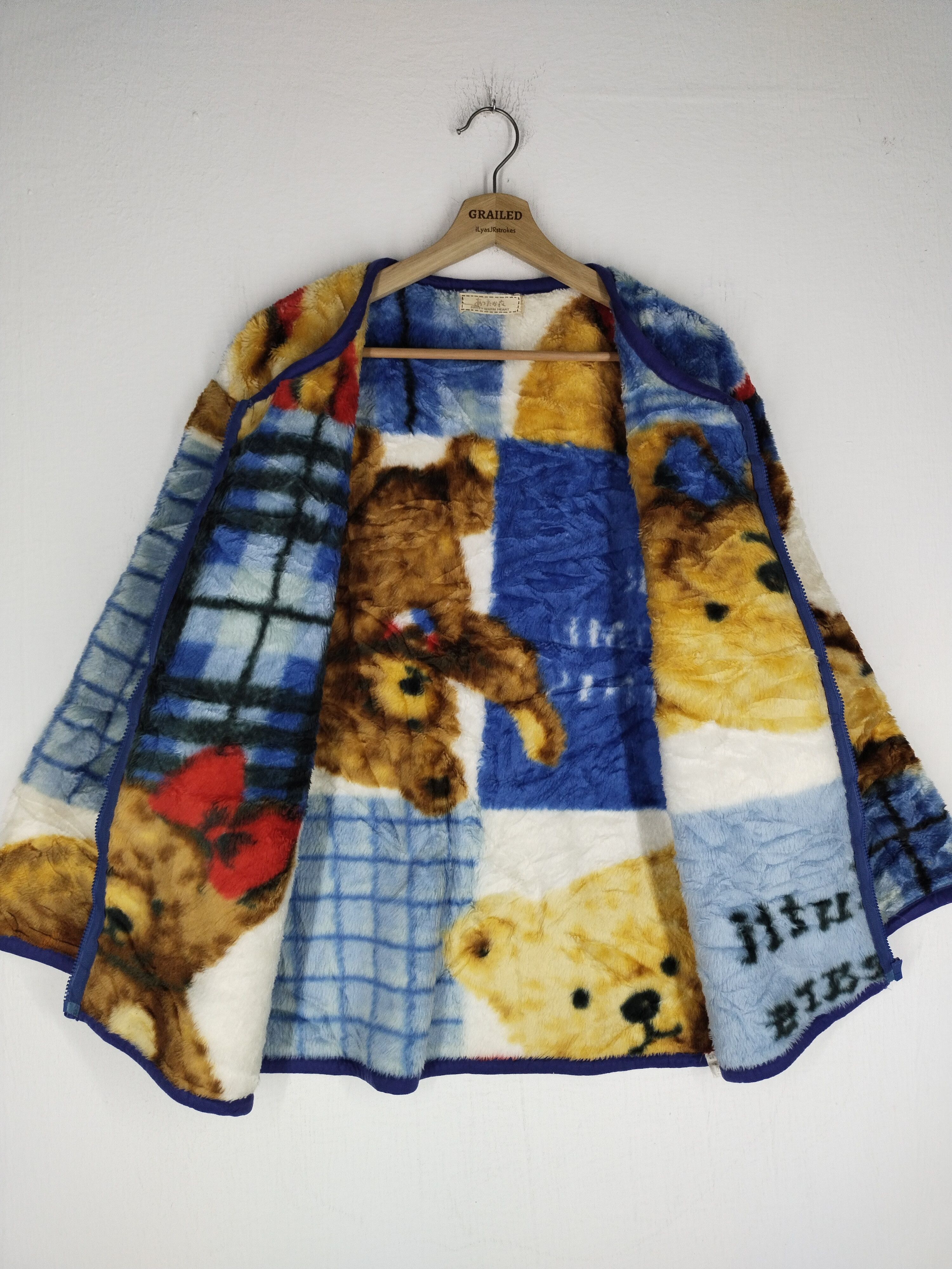 If Six Was Nine × Japanese Brand × Vintage Vintage Over Print Bears Wool Zipper Jacket Size US L / EU 52-54 / 3 - 9 Thumbnail
