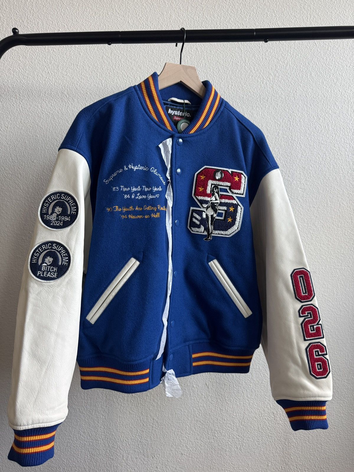 Supreme NEW Supreme Pebbled Leather Varsity Jacket - Rainbow | Grailed