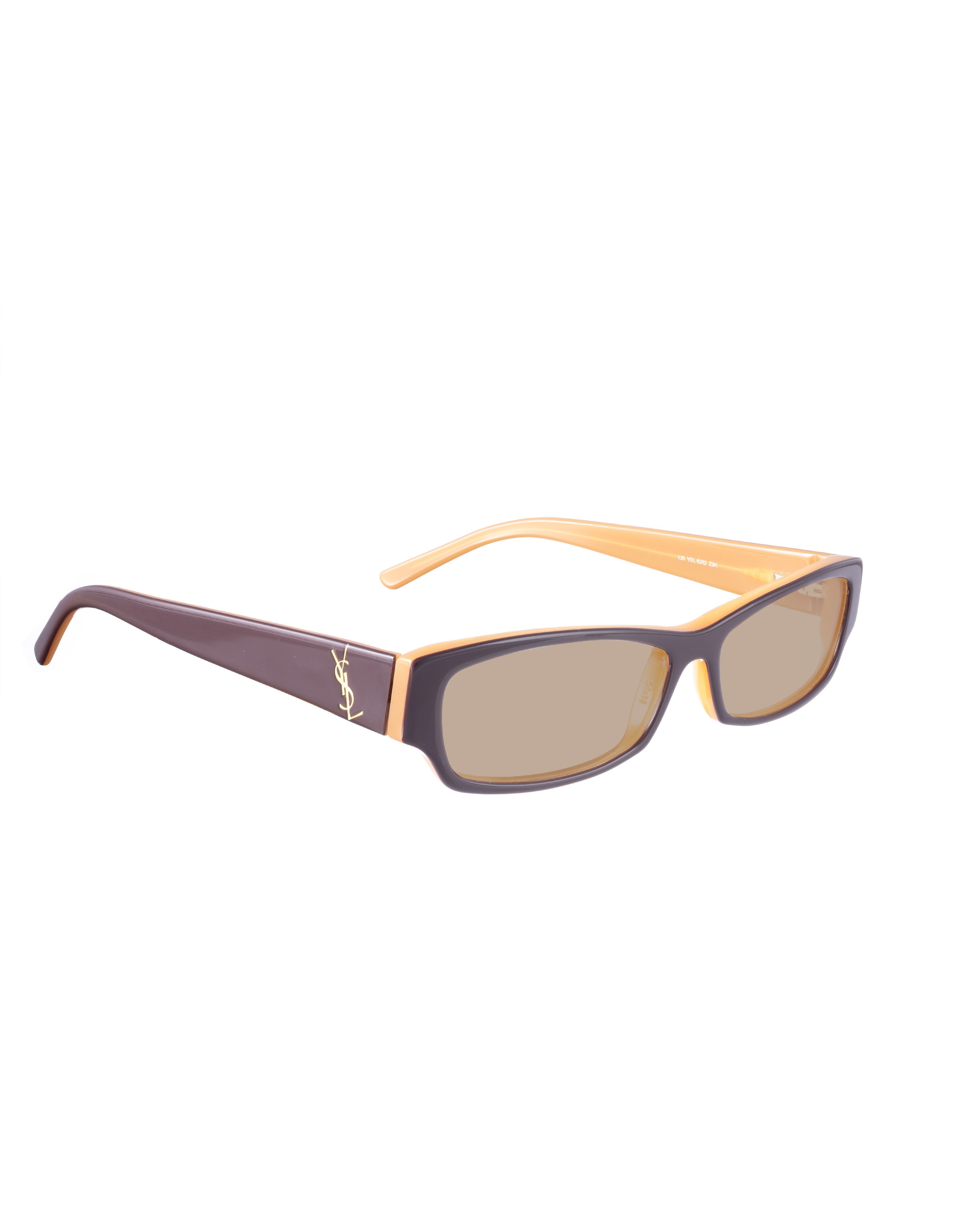 Yves Saint Laurent YvesSaintLaurent 00s Beige and Black Sunglasses & Gold Logo Size ONE SIZE - 1 Thumbnail