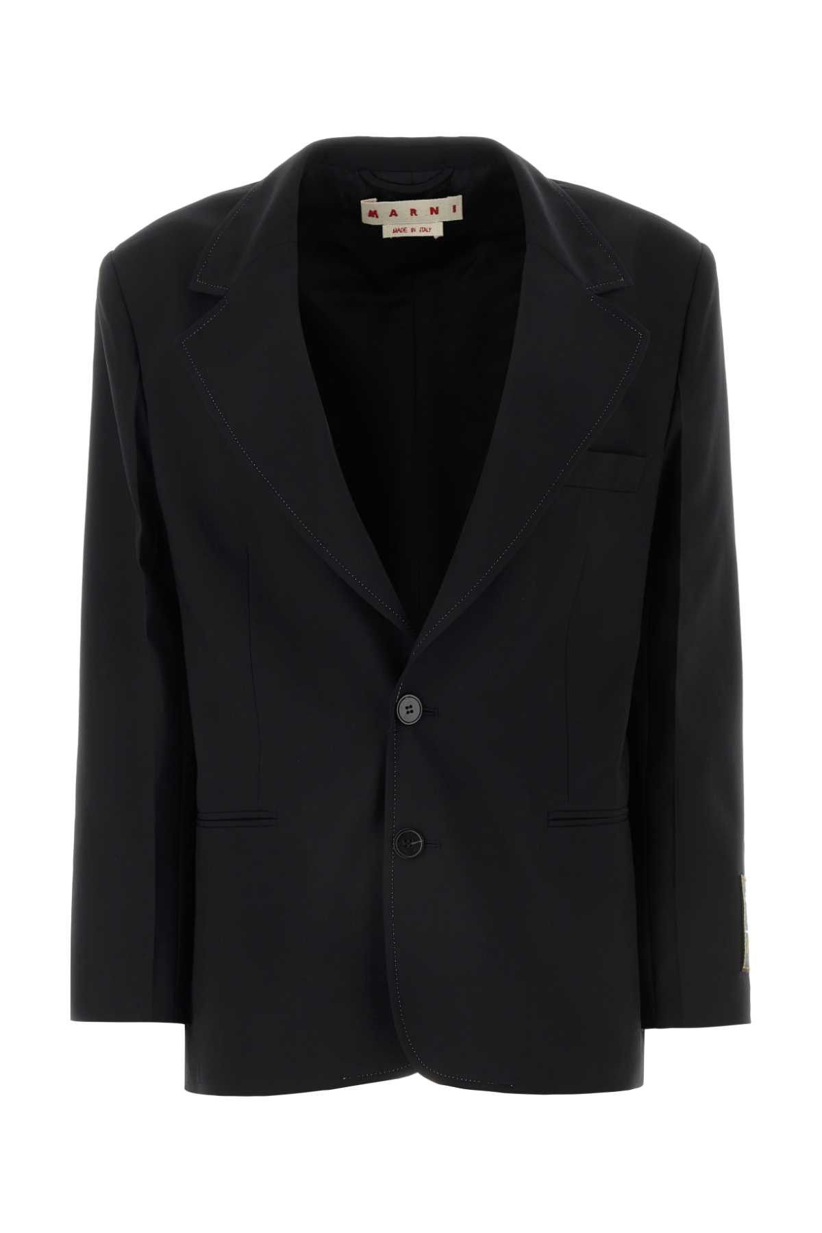 Marni Black Polyester Stretch Blazer Size S / US 4 / IT 40 - 1 Thumbnail