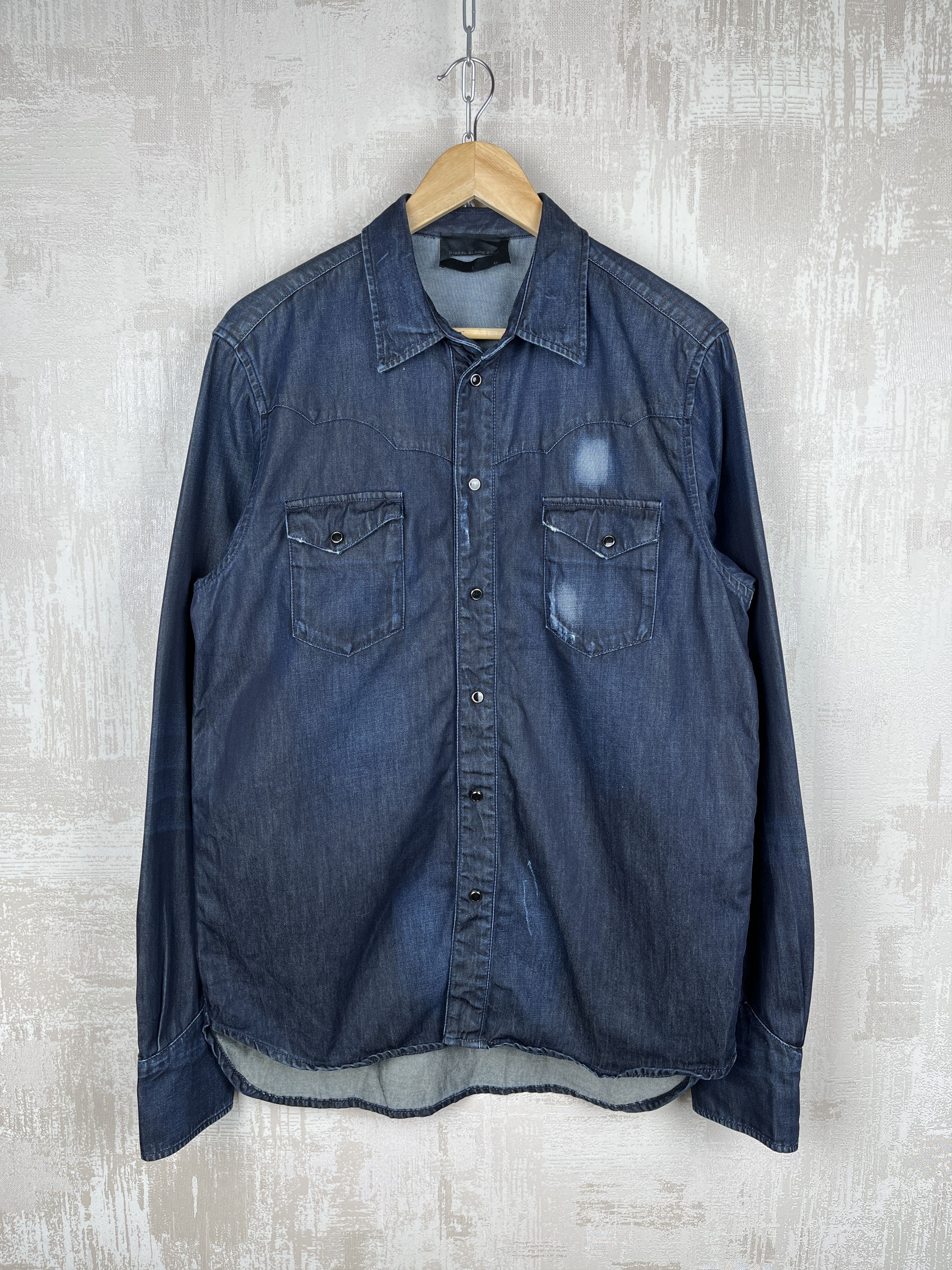 Diesel Black Gold Diesel Black Gold Western Snap Button L/S Jeans Shirt Size US L / EU 52-54 / 3 - 3 Thumbnail