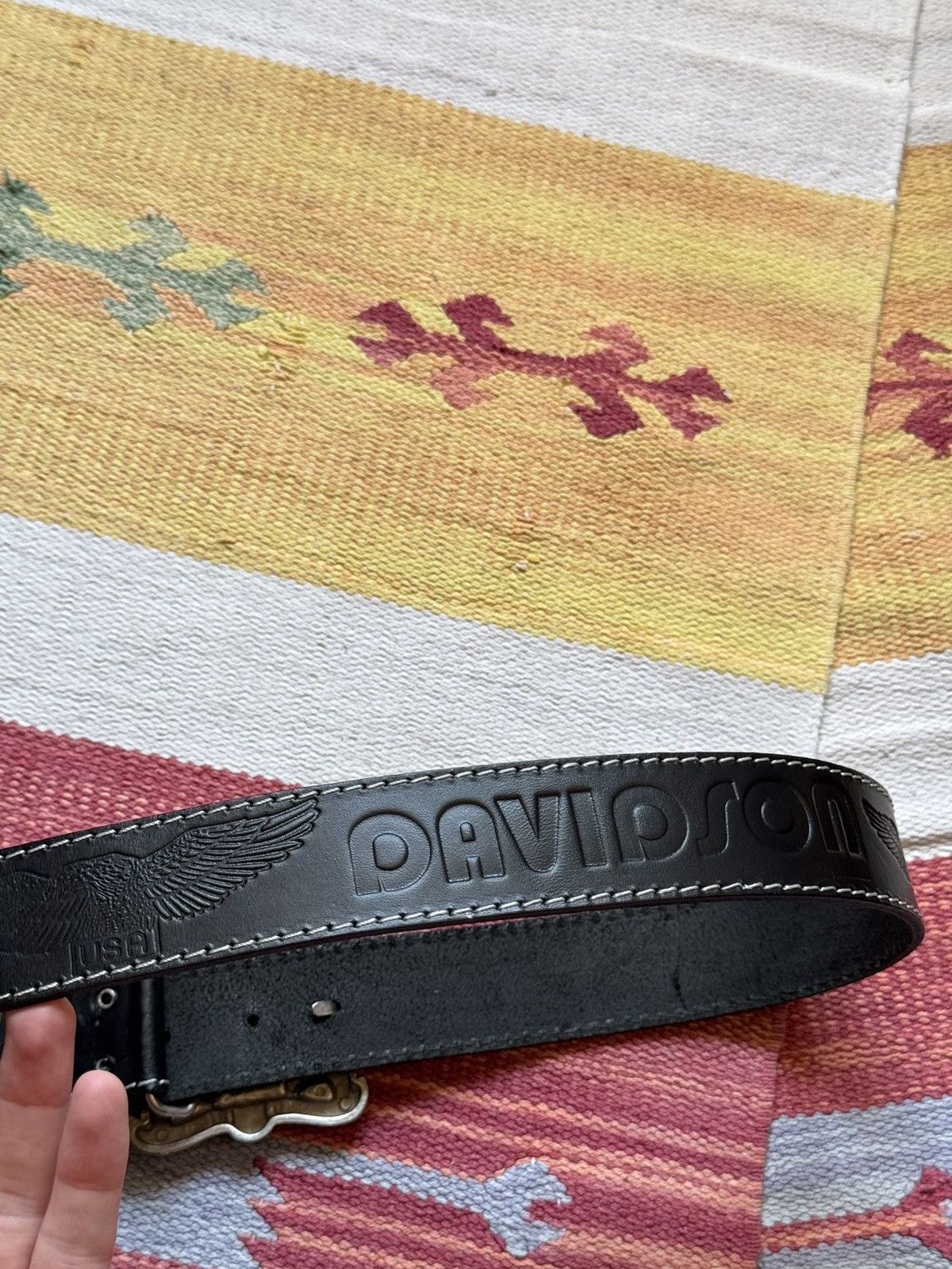 Genuine Leather Vintage 00’s Harley Davidson y2k Black Genuine Leather Belt Size ONE SIZE - 5 Thumbnail