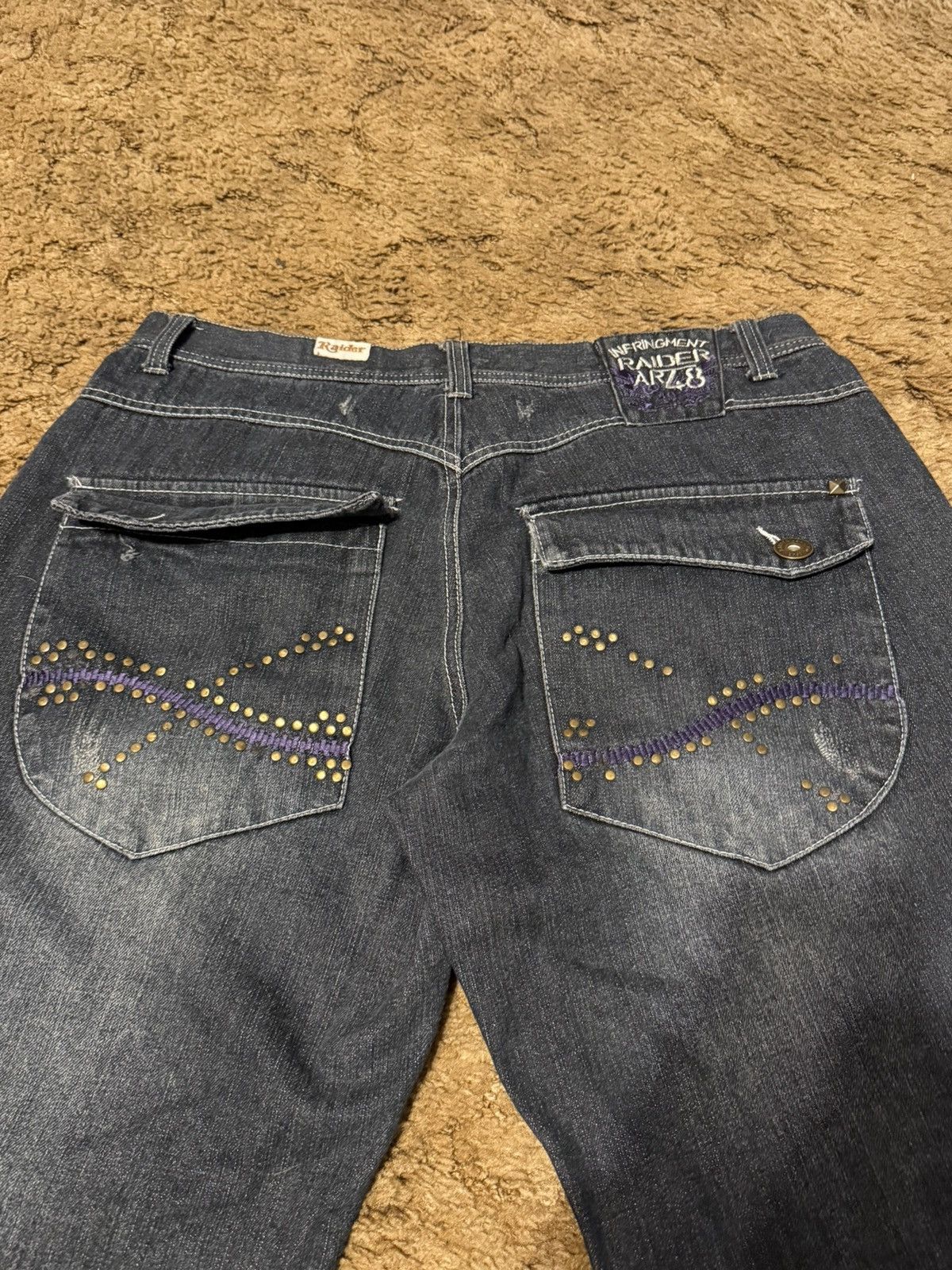 Vintage Raider Jean Co Baggy Dark Wash Embroidered Baggy Jeans 38X32 Size US 38 / EU 54 - 2 Thumbnail