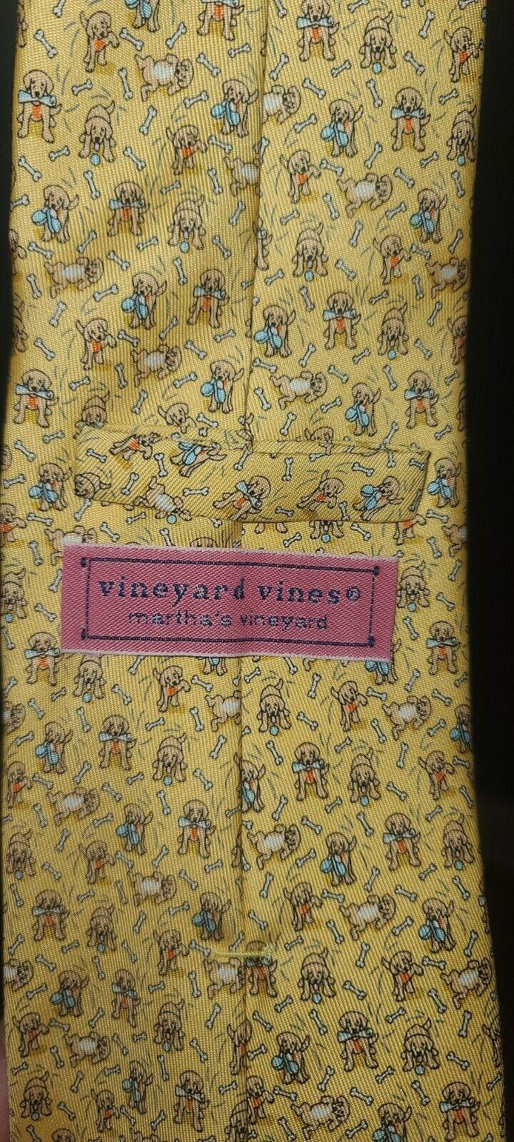 Vineyard Vines Vineyard Vines Necktie Yellow Dog Print Doghouse Bone Size ONE SIZE - 4 Thumbnail