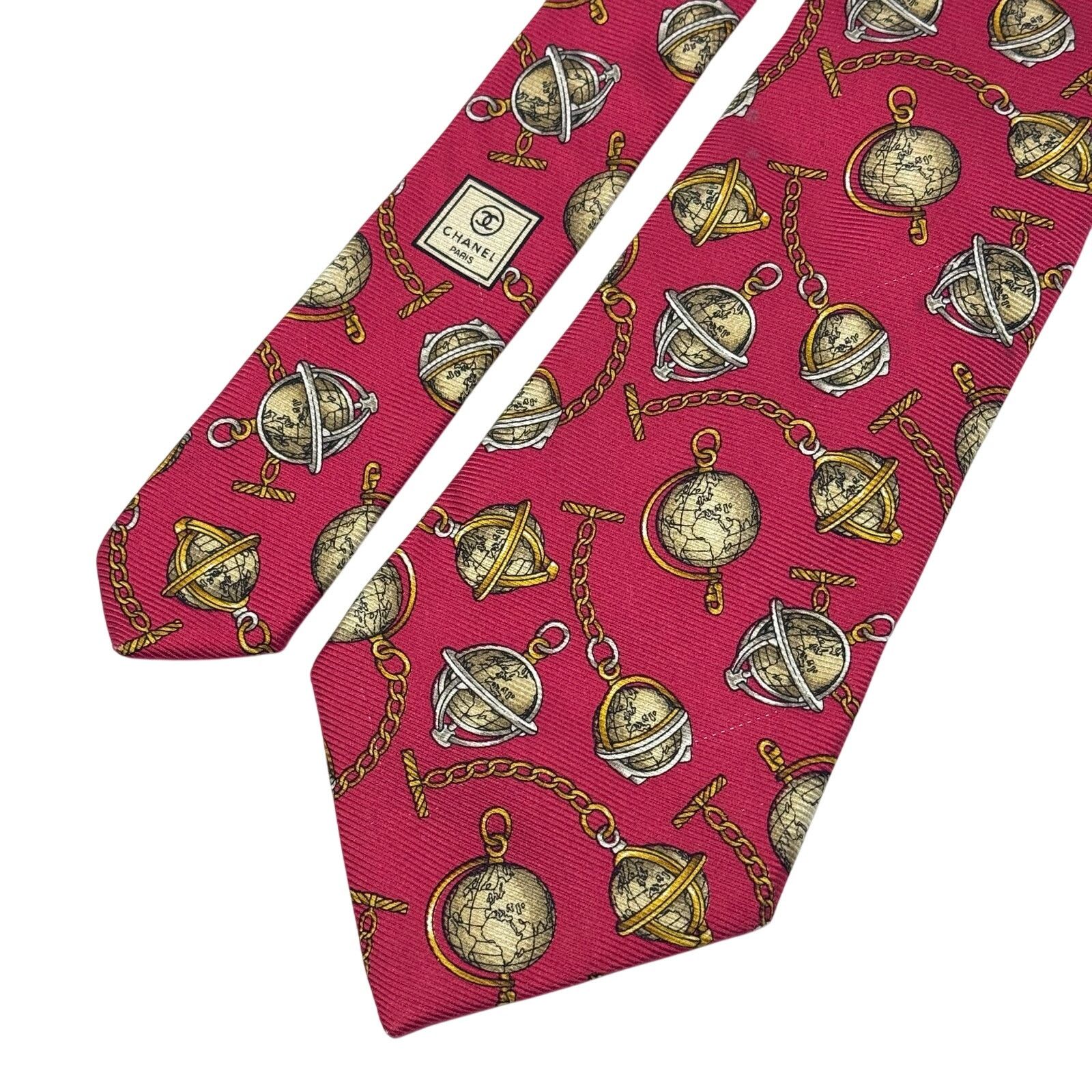 Chanel Chanel Globe Pattern Tie Size ONE SIZE - 3 Thumbnail