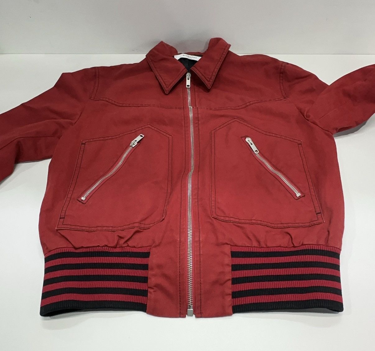 Givenchy Givenchy Red Gabardine Bomber Jacket Size US M / EU 48-50 / 2 - 6 Thumbnail