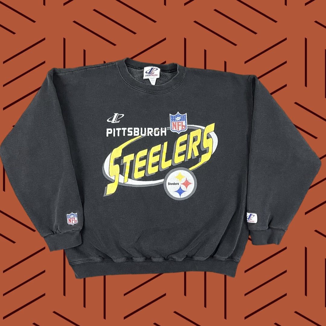 Logo Athletic VINTAGE Pittsburgh Steelers Sweatshirt Mens Large Faded Black Logo Athletic Crew 90s Mens Size US L / EU 52-54 / 3 - 1 Thumbnail