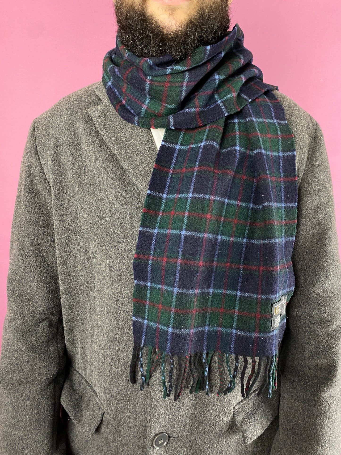 DAKS × Vintage Daks London Vintage Scarf - Green & Navy Wool Size ONE SIZE - 2 Thumbnail