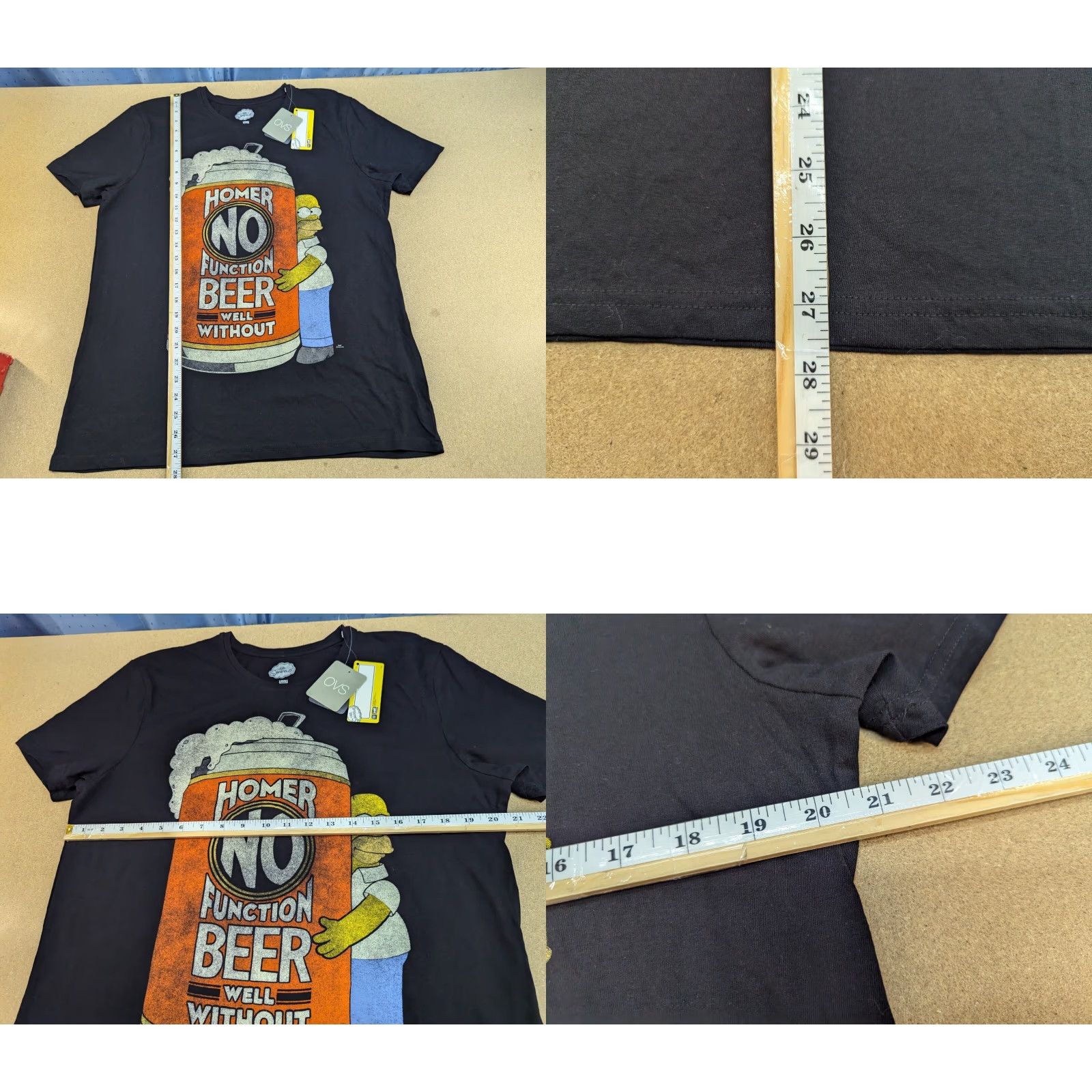 Vintage The Simpsons Homer No Function Beer T-Shirt Mens XL Black Tee Size US XL / EU 56 / 4 - 8 Thumbnail
