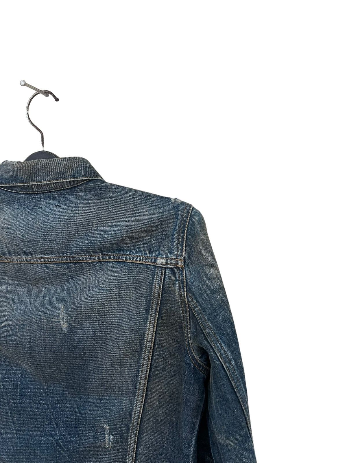 R13 R13 Italy Distressed Waxed Denim Trucker Jacket Type 3 Size US XS / EU 42 / 0 - 16 Thumbnail