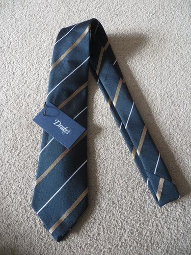 Drake's STRIPPED SILK TIE Size ONE SIZE - 1 Thumbnail