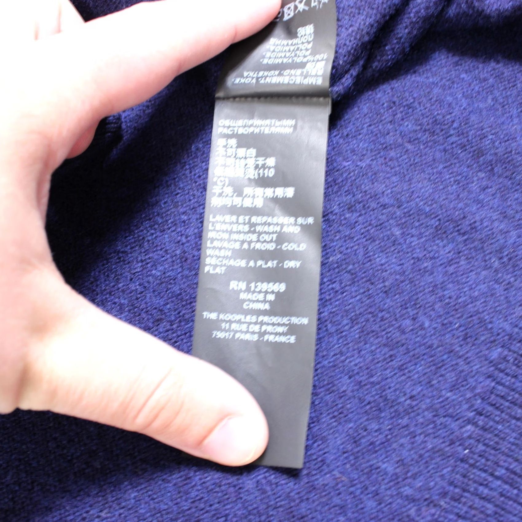 The Kooples The Kooples Sweater Women Blue Mock Neck Gold Button Wool Cashmere Size L / US 10 / IT 46 - 5 Thumbnail