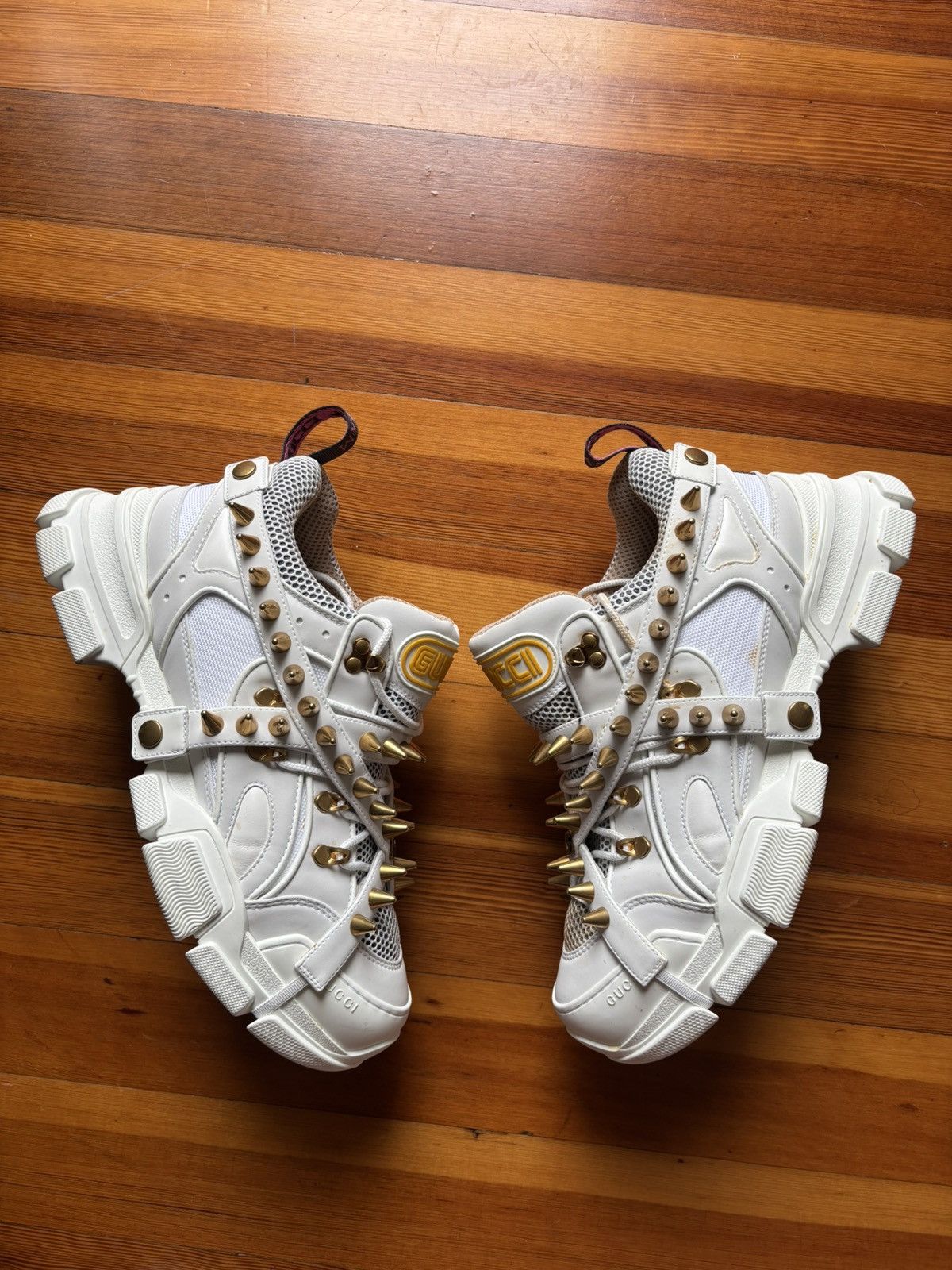 Gucci $2K White Spike Flashtrek Sneakers Size US 10.5 / EU 43-44 - 2 Thumbnail