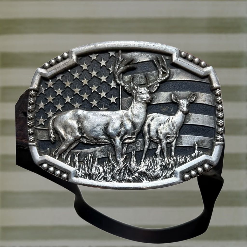 Vintage Montana Silversmiths Matched Pair Deer Buckle USA W/ Wrangler Belt Buckle Size ONE SIZE - 1 Thumbnail