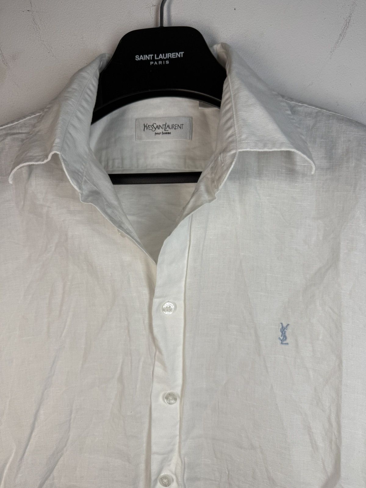 Yves Saint Laurent Linen YSL Shirt White Summer Size US L / EU 52-54 / 3 - 18 Thumbnail