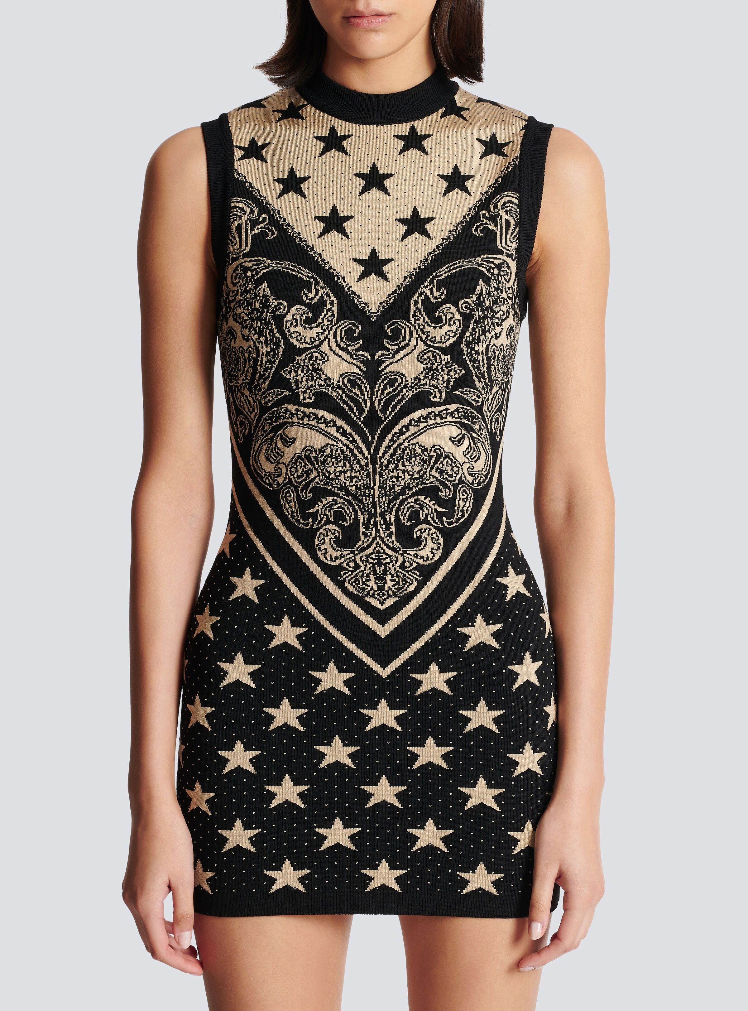 Balmain o1s1wg110825 Intarsia Knitted Mini Dress in Multicolor Size M / US 6-8 / IT 42-44 - 3 Thumbnail