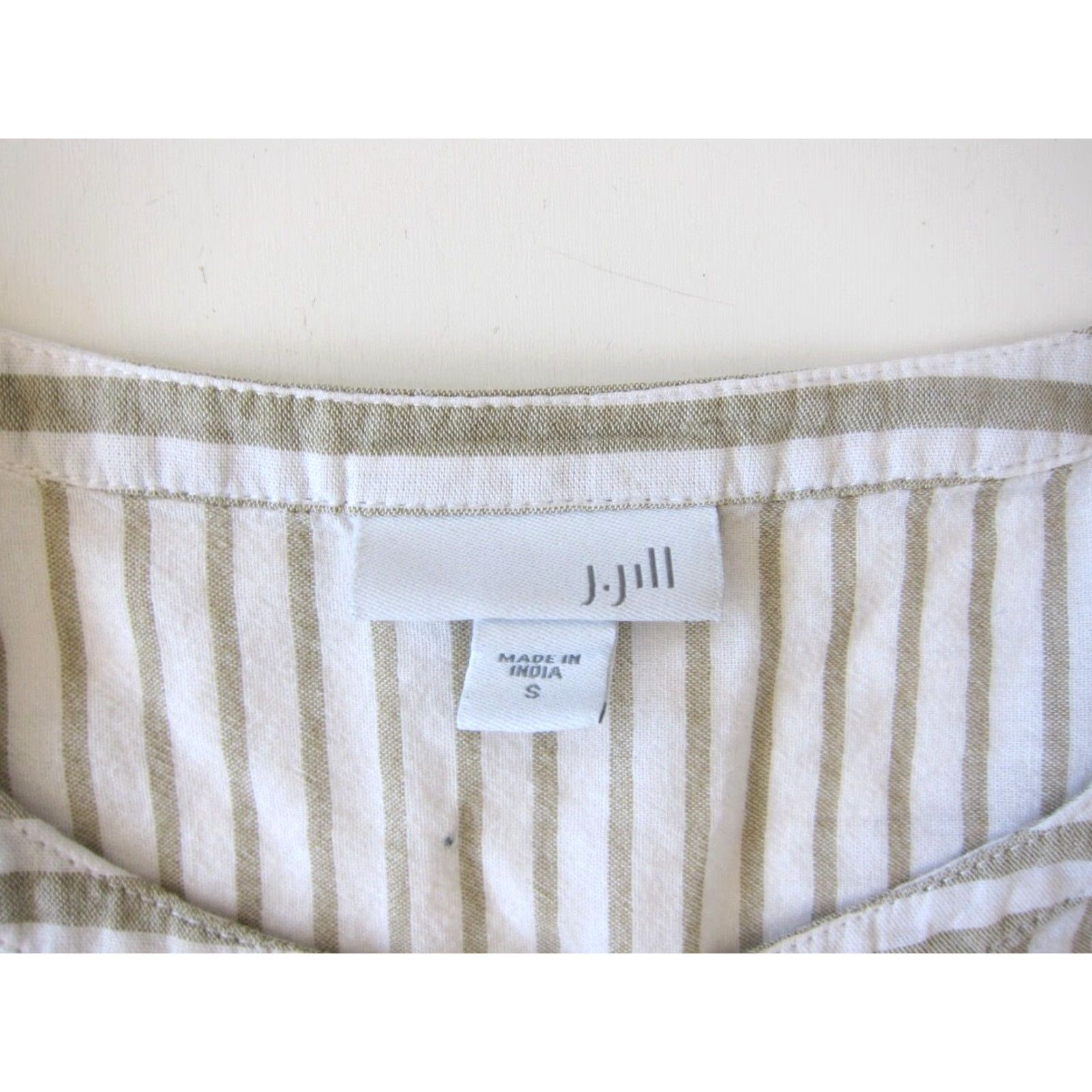 J. Jill J. Jill Blouse 100% Cotton White Brown Stripe Button Down Long Sleeve Small Women Size S / US 4 / IT 40 - 3 Thumbnail
