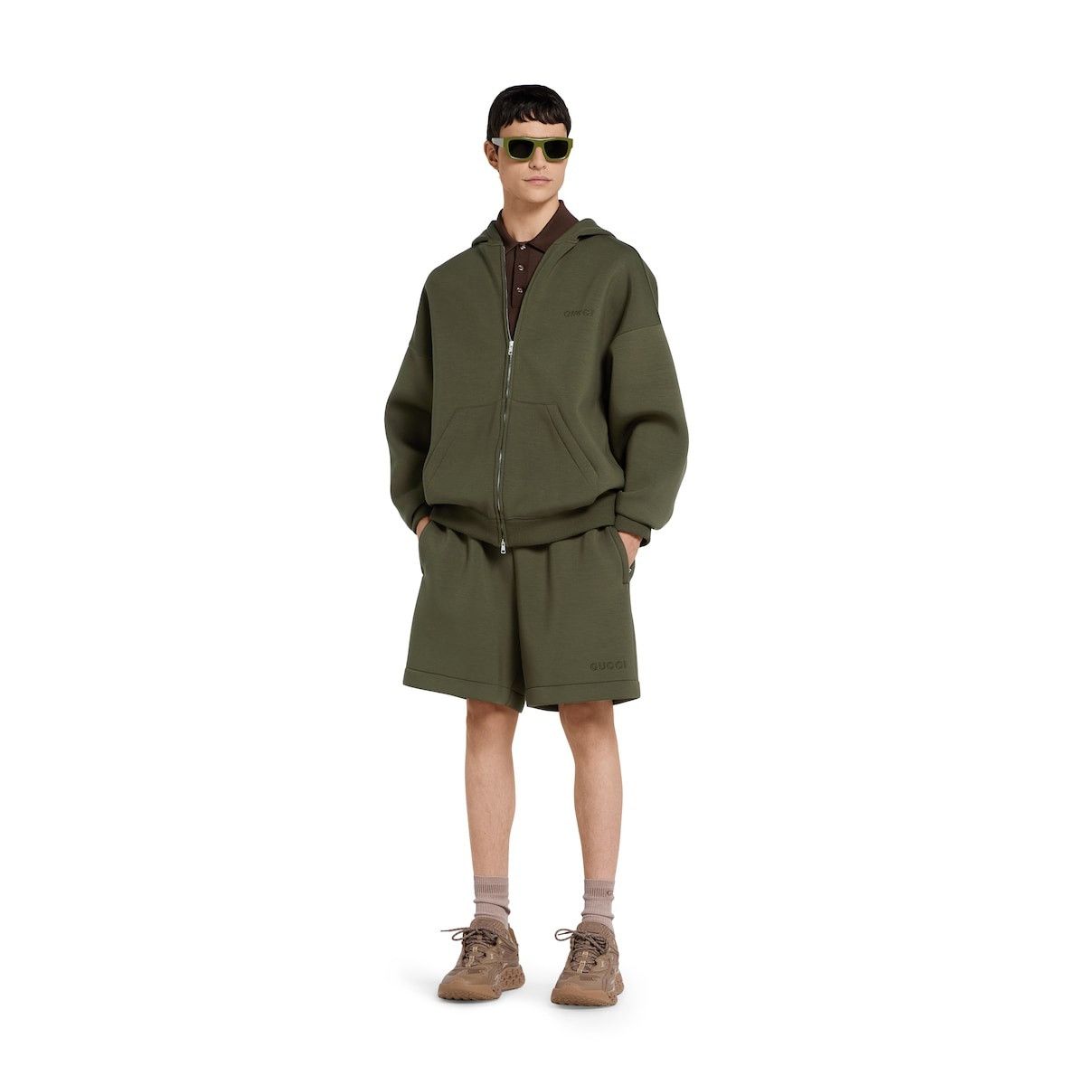 Gucci o1s1wg110925 Embroidered Hooded Jersey Sweatshirt Dark Green Size US XXS / EU 40 - 2 Thumbnail