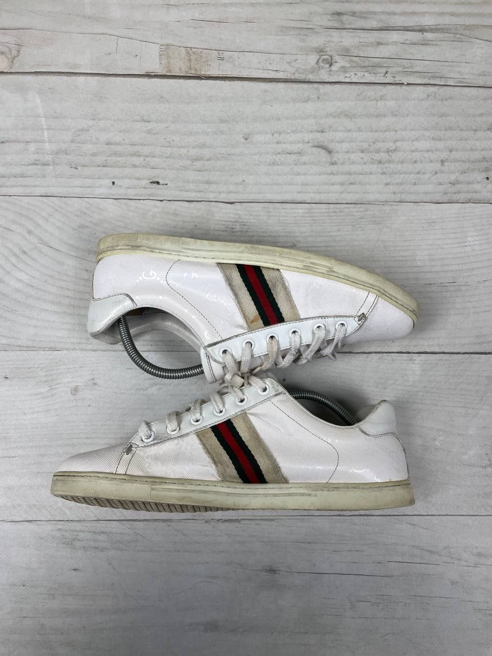 Gucci Gucci Guccissima Leather and Canvas Web Detail Sneakers Size US 8 / IT 38 - 3 Thumbnail
