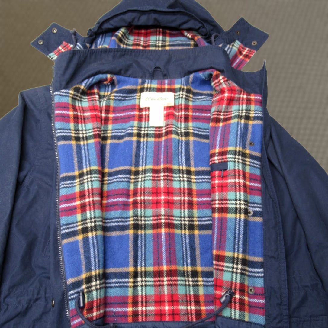 Eddie Bauer Eddie Bauer Parka Jacket Women Medium Blue Canvas Hooded Lined Wool Flannel Pocket Long Coat Size M / US 6-8 / IT 42-44 - 1 Thumbnail
