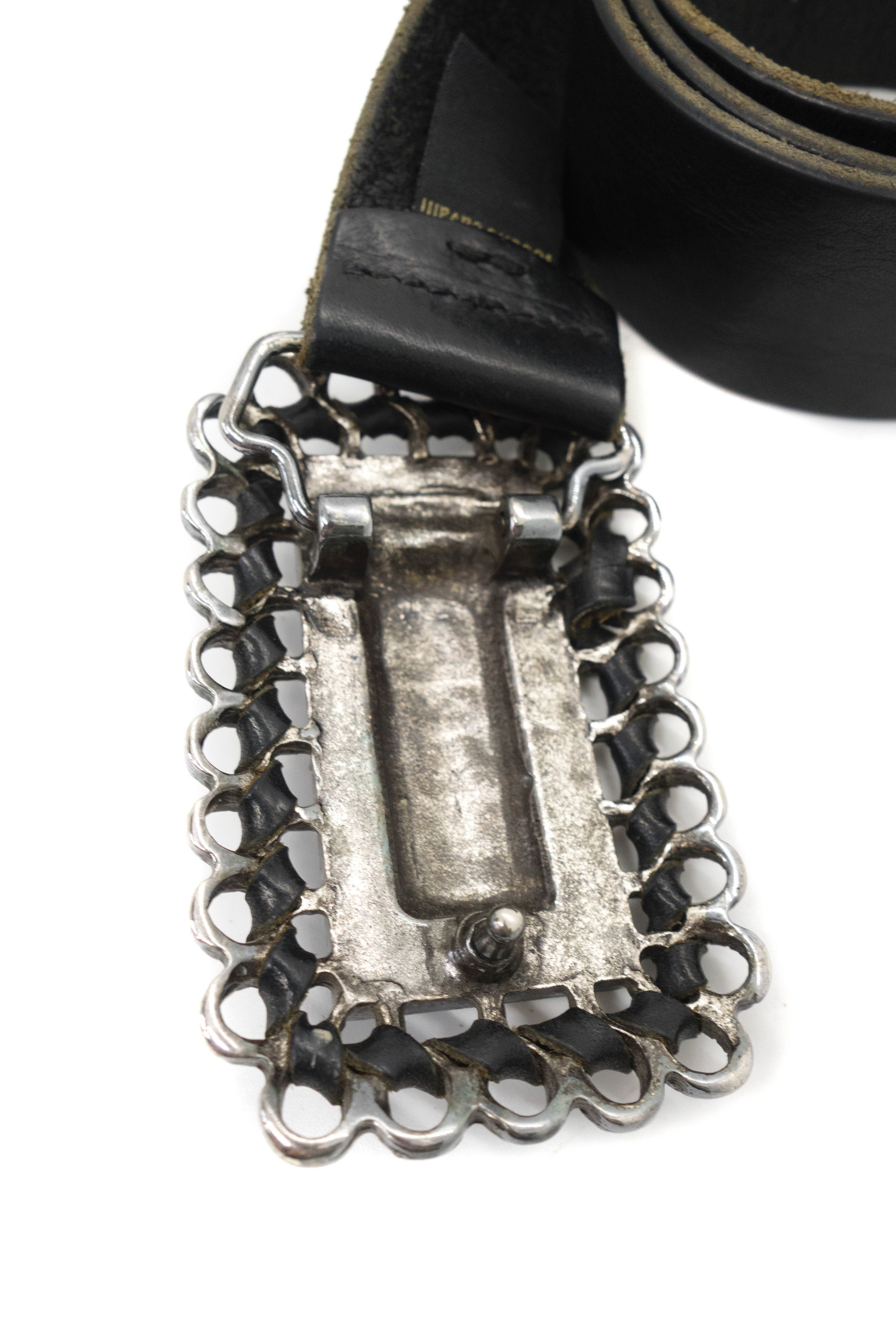 Just Cavalli Y2K Leather Crystal Encrusted Logo Plate Buckle Belt 00s Size ONE SIZE - 4 Thumbnail