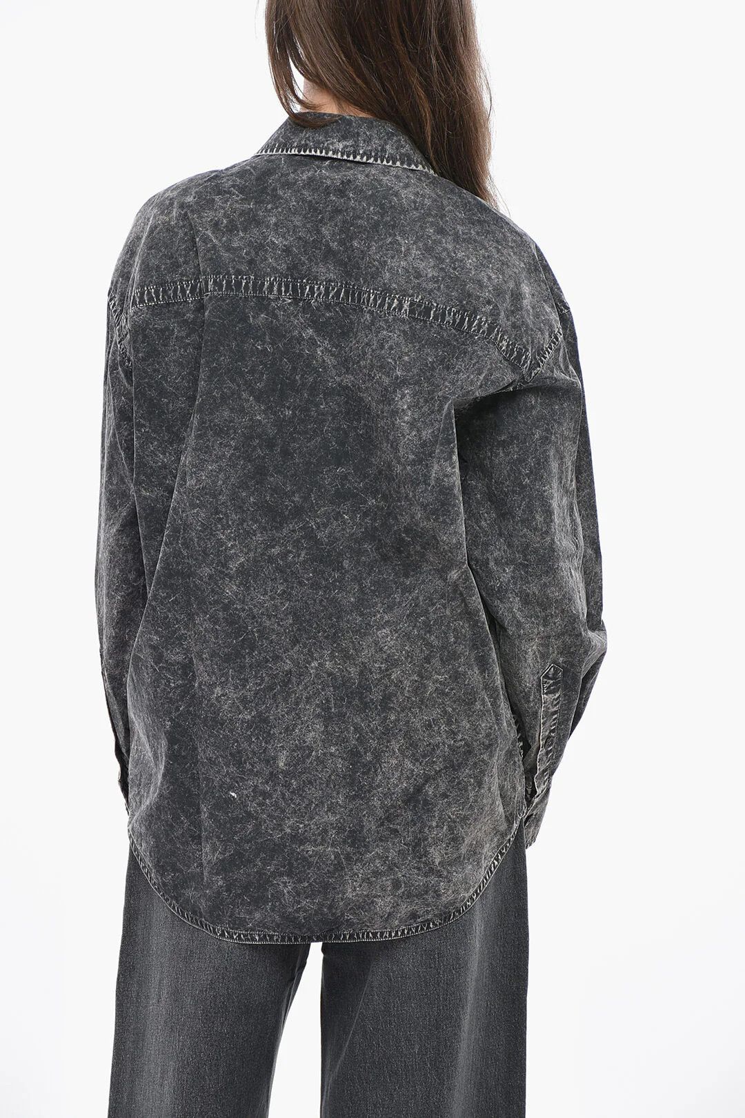Alexander Wang og1mm0426 Acid-Wash Cotton Shirt in Grey Size XS / US 0-2 / IT 36-38 - 2 Thumbnail