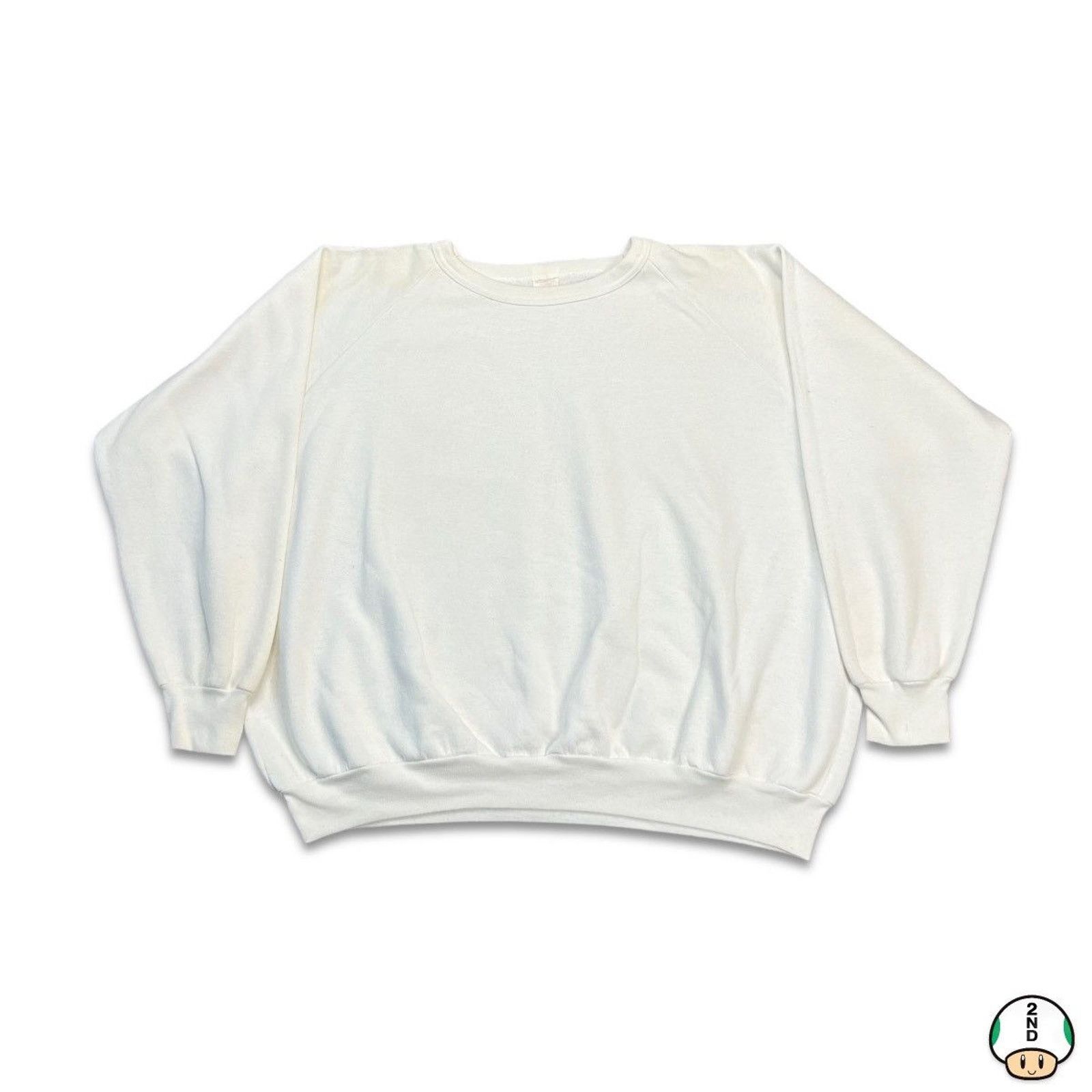 Vintage Vintage Blank Sweatshirt White 90s Classic Pullover Crewneck Size US M / EU 48-50 / 2 - 1 Thumbnail