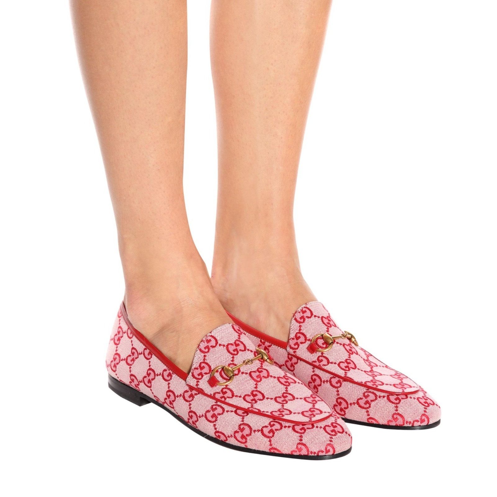 Gucci Gucci New Jordaan Hibiscus Red GG Logo Canvas Horsebit Size US 6 / IT 36 - 3 Thumbnail