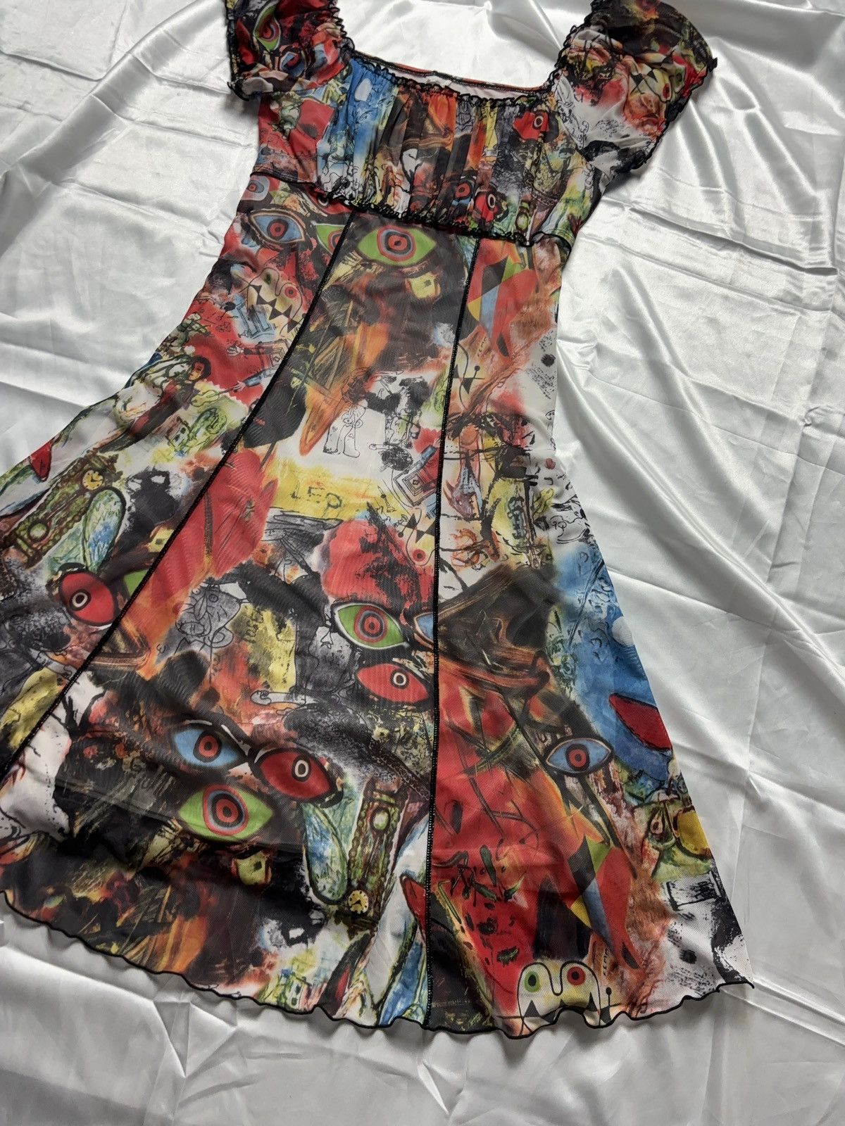 Vintage Psychedelic crazy vintage mesh midi dress Size M / US 6-8 / IT 42-44 - 7 Thumbnail