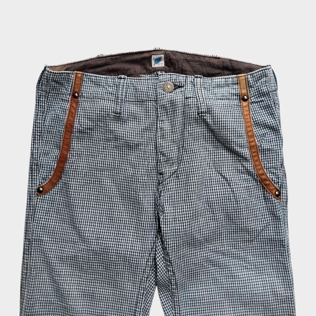 Pure Blue Japan Syoaiya Pure blue Japan houndstooth leather list pocket Size US 29 - 2 Thumbnail