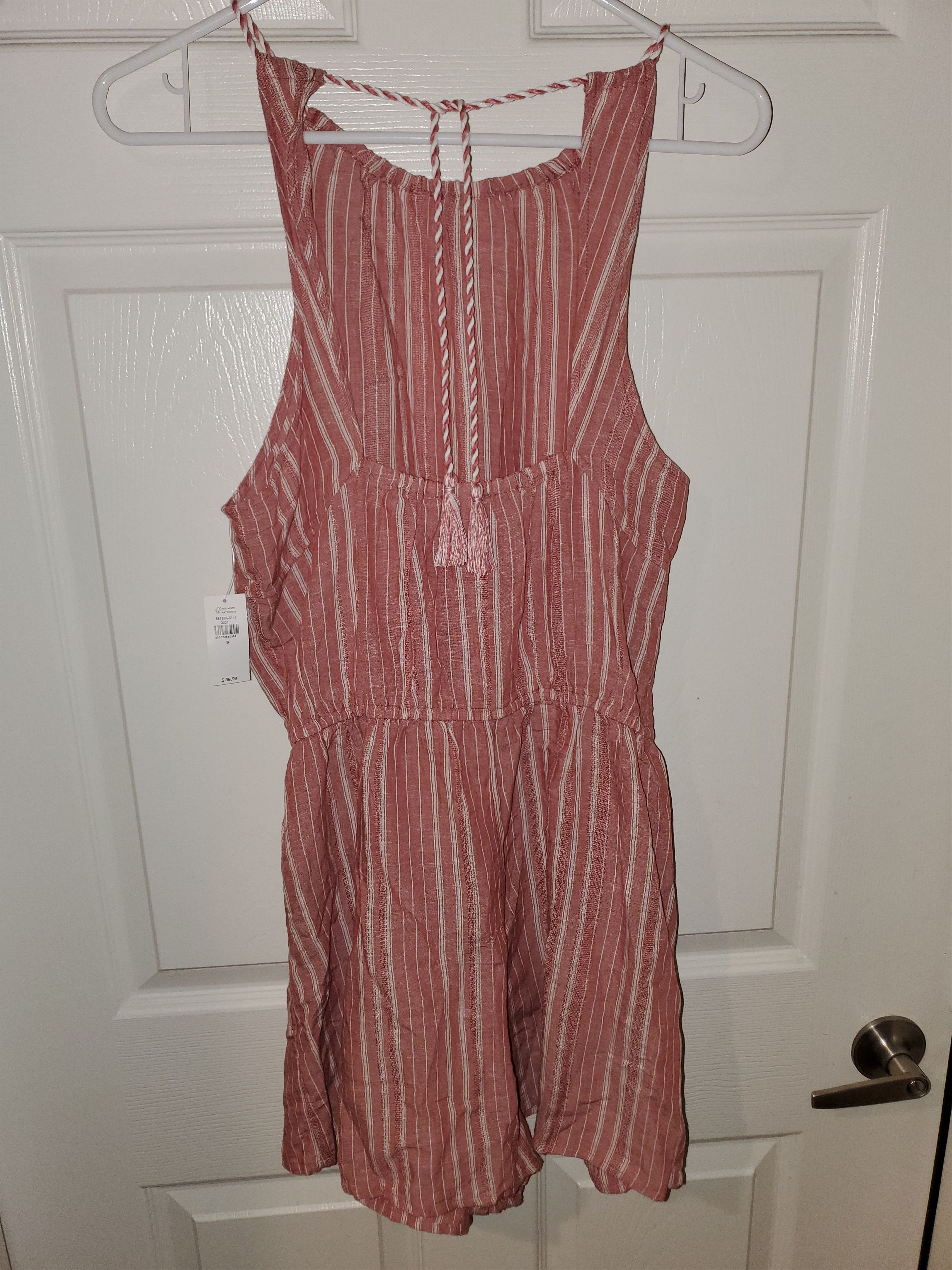 Old Navy *NWT* Old Navy Reddish Pink & White Striped Romper (size S) Size S / US 4 / IT 40 - 5 Thumbnail