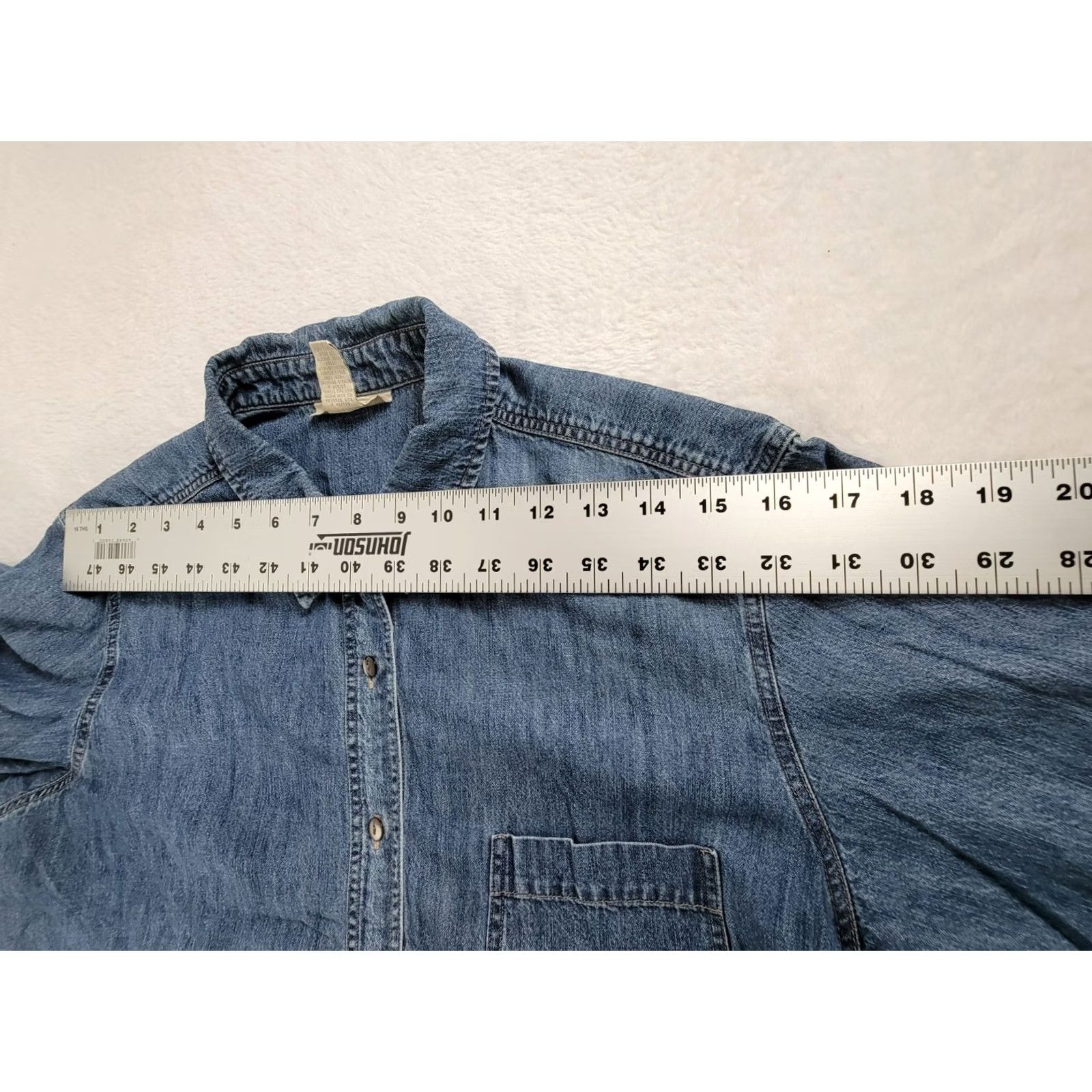 J. Jill J. Jill Womens Button Front Embroidered Beaded Chambray Blouse Blue Size Medium Size M / US 6-8 / IT 42-44 - 5 Thumbnail