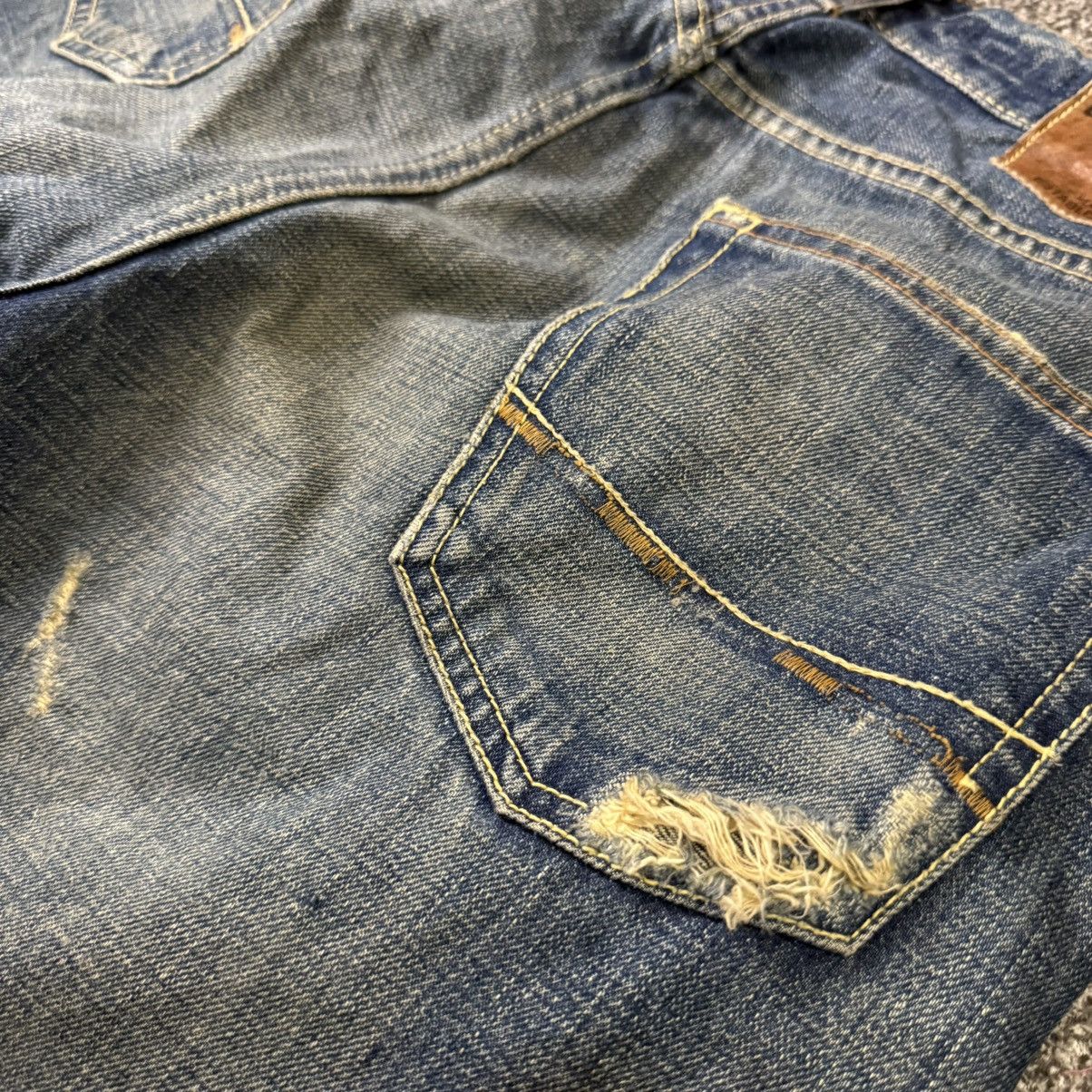 Beauty Beast Bootcut Ezra Fitch Distressed y2k Style Wide Leg Denim Size US 33 - 5 Thumbnail