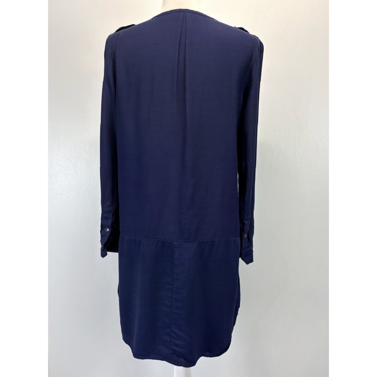 Madewell VINTAGE Madewell Shirt Dress Womens M Navy Tunic 3/4 Sleeve Button Drop Waist Military Epaulettes Size M / US 6-8 / IT 42-44 - 3 Thumbnail