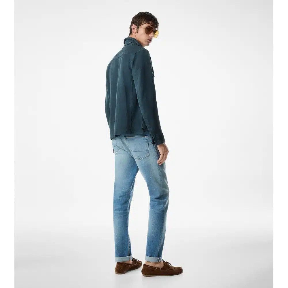 Tom Ford o1loc1c0326 LJS001 Lightweight Suede Jacket in Blue Size US XL / EU 56 / 4 - 3 Thumbnail