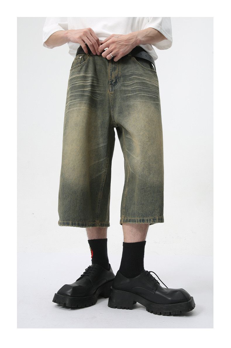 Japanese Brand × Jean Vintage straight wide-leg distressed denim shorts Size US 32 / EU 48 - 2 Thumbnail