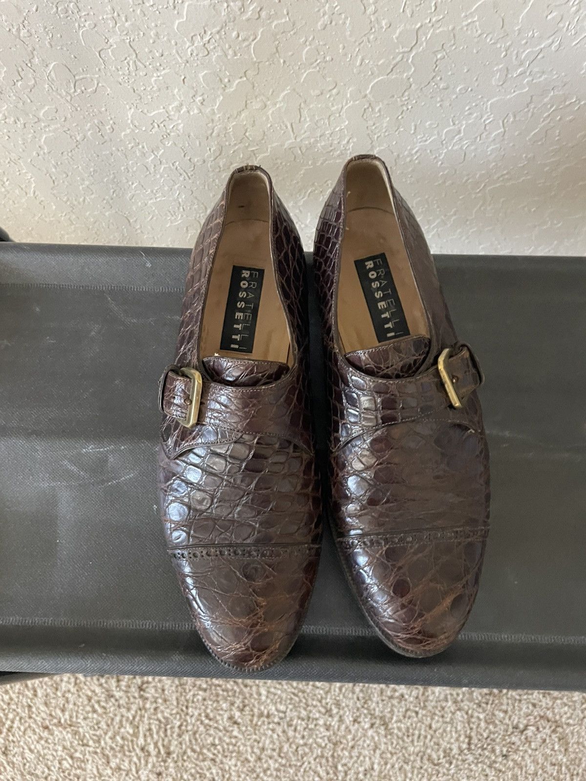 Fratelli Rossetti Crocodile Monk strap cap toe dress shoes Size US 8 / EU 41 - 3 Thumbnail