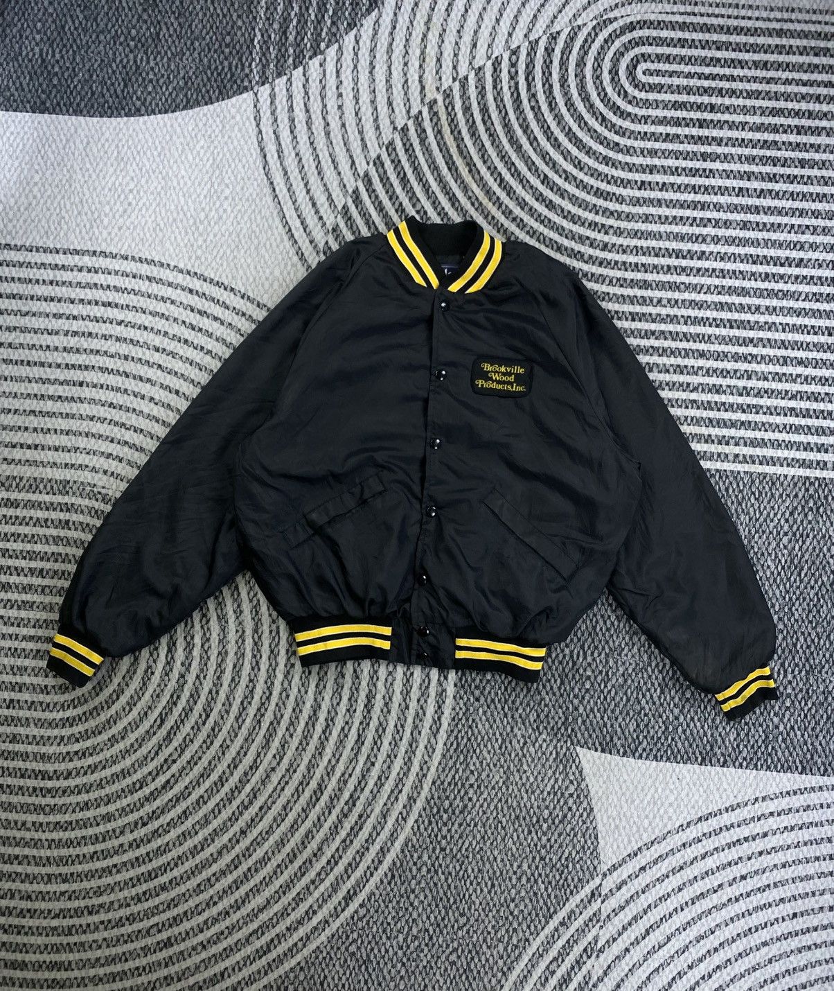 Vintage 90s King Louie Brookville Wood Product Bomber Jacket