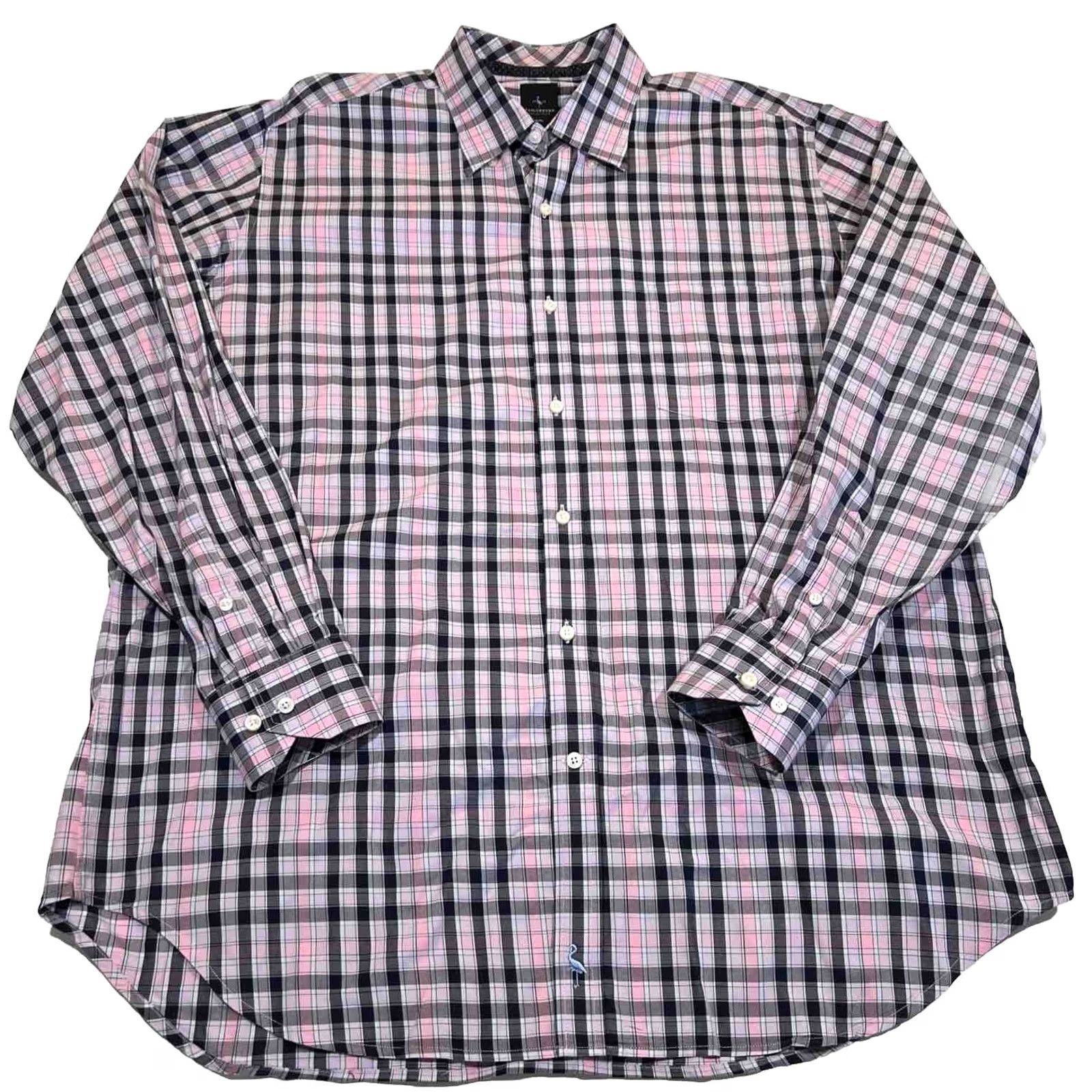 Tailorbyrd Tailorbyrd Shirt Men XXL Button-Down Long Sleeve Plaid Pink Black Check Size US XL / EU 56 / 4 - 2 Thumbnail